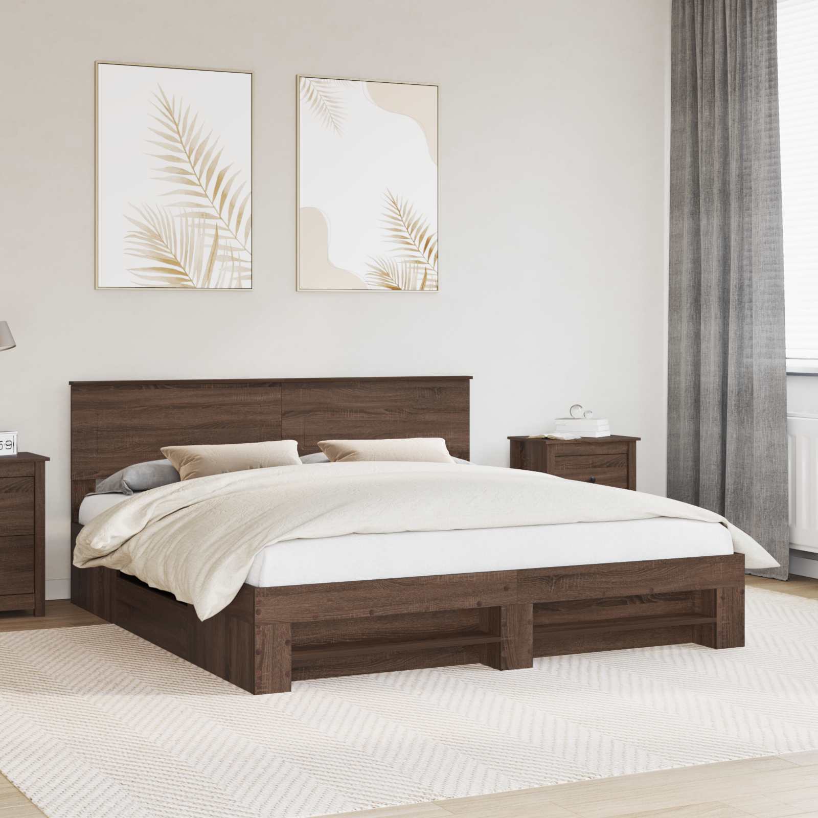 vidaXL Bedframe met hoofdeinde Wit 200 x 200 cm Bewerkt hout