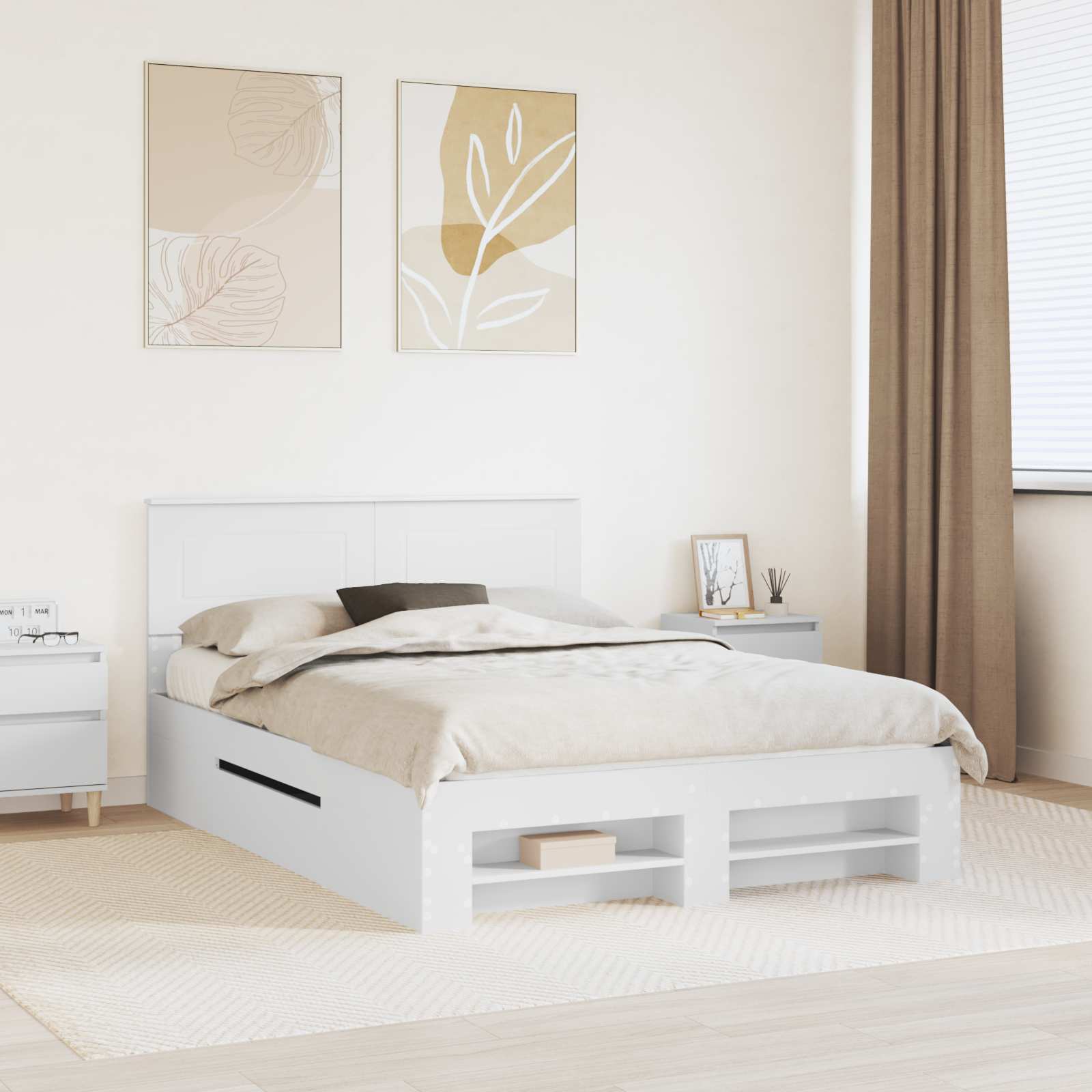 vidaXL Bedframe met hoofdeinde Wit 200 x 200 cm Bewerkt hout