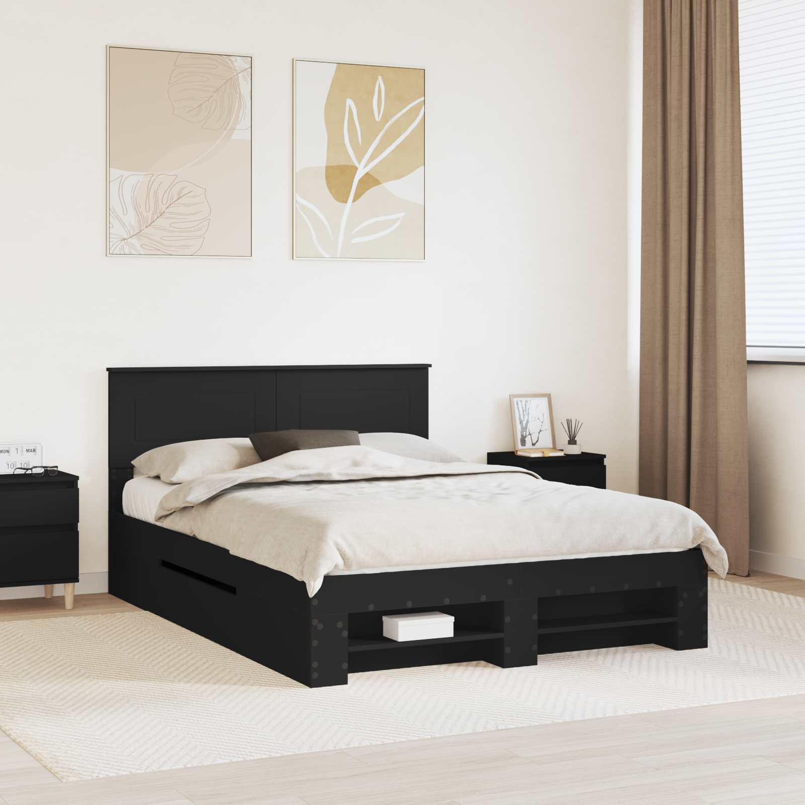 vidaXL Bedframe met hoofdeinde Wit 200 x 200 cm Bewerkt hout