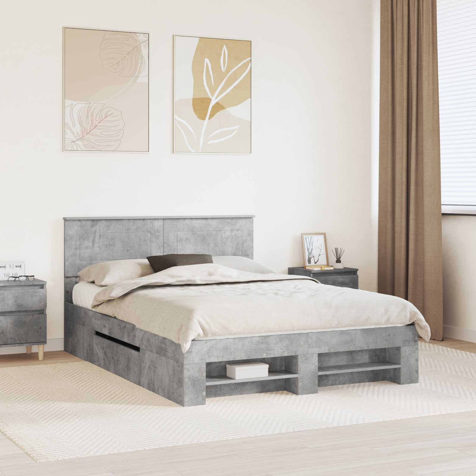 vidaXL Bedframe met hoofdeinde Wit 200 x 200 cm Bewerkt hout