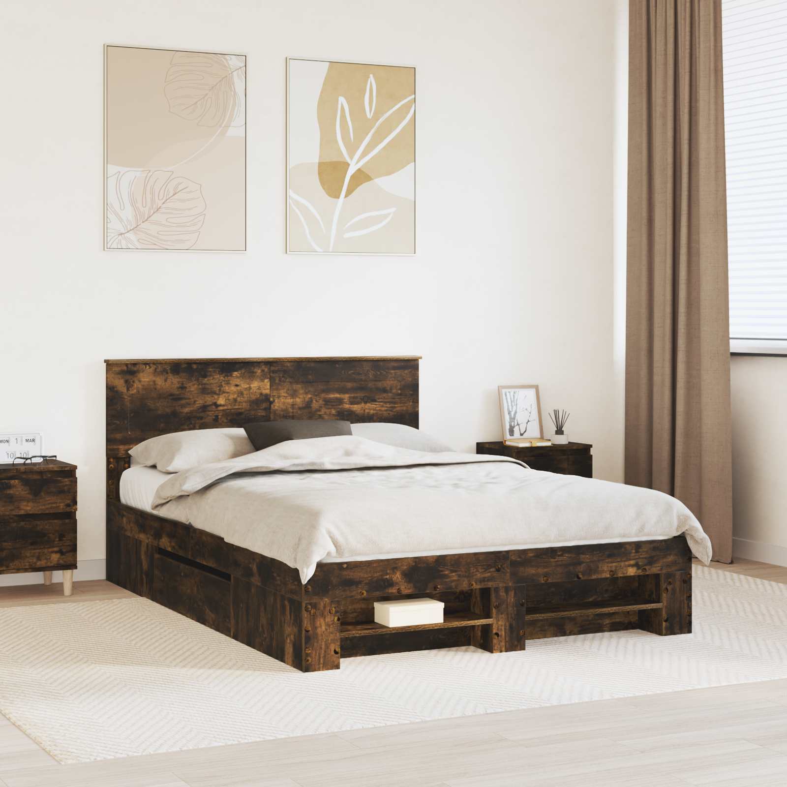 vidaXL Bedframe met hoofdeinde Wit 200 x 200 cm Bewerkt hout