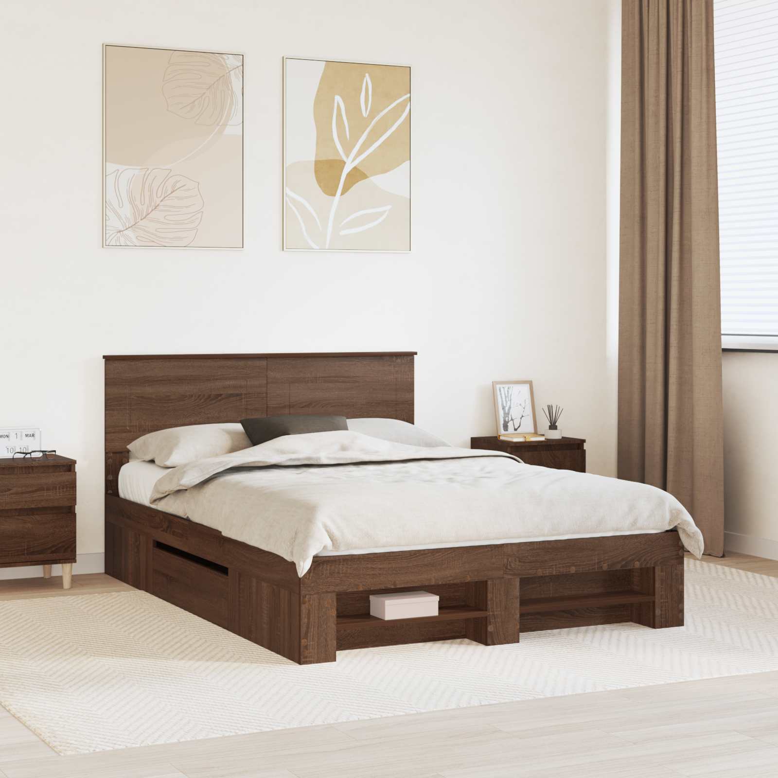 vidaXL Bedframe met hoofdeinde Wit 200 x 200 cm Bewerkt hout