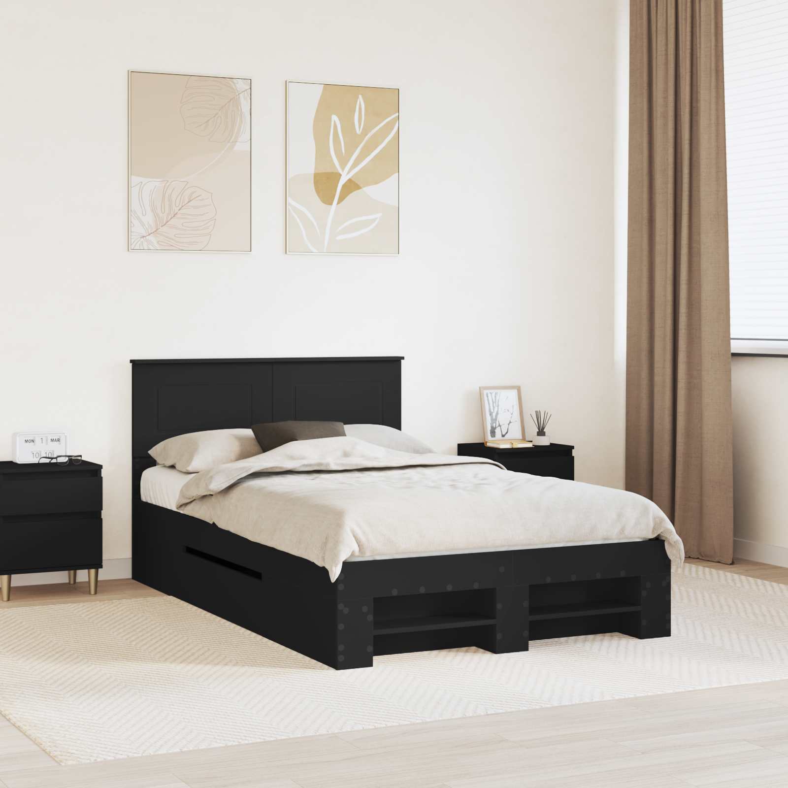 vidaXL Bedframe met hoofdeinde Wit 200 x 200 cm Bewerkt hout
