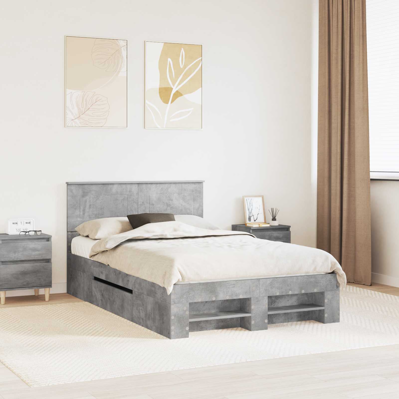 vidaXL Bedframe met hoofdeinde Wit 200 x 200 cm Bewerkt hout