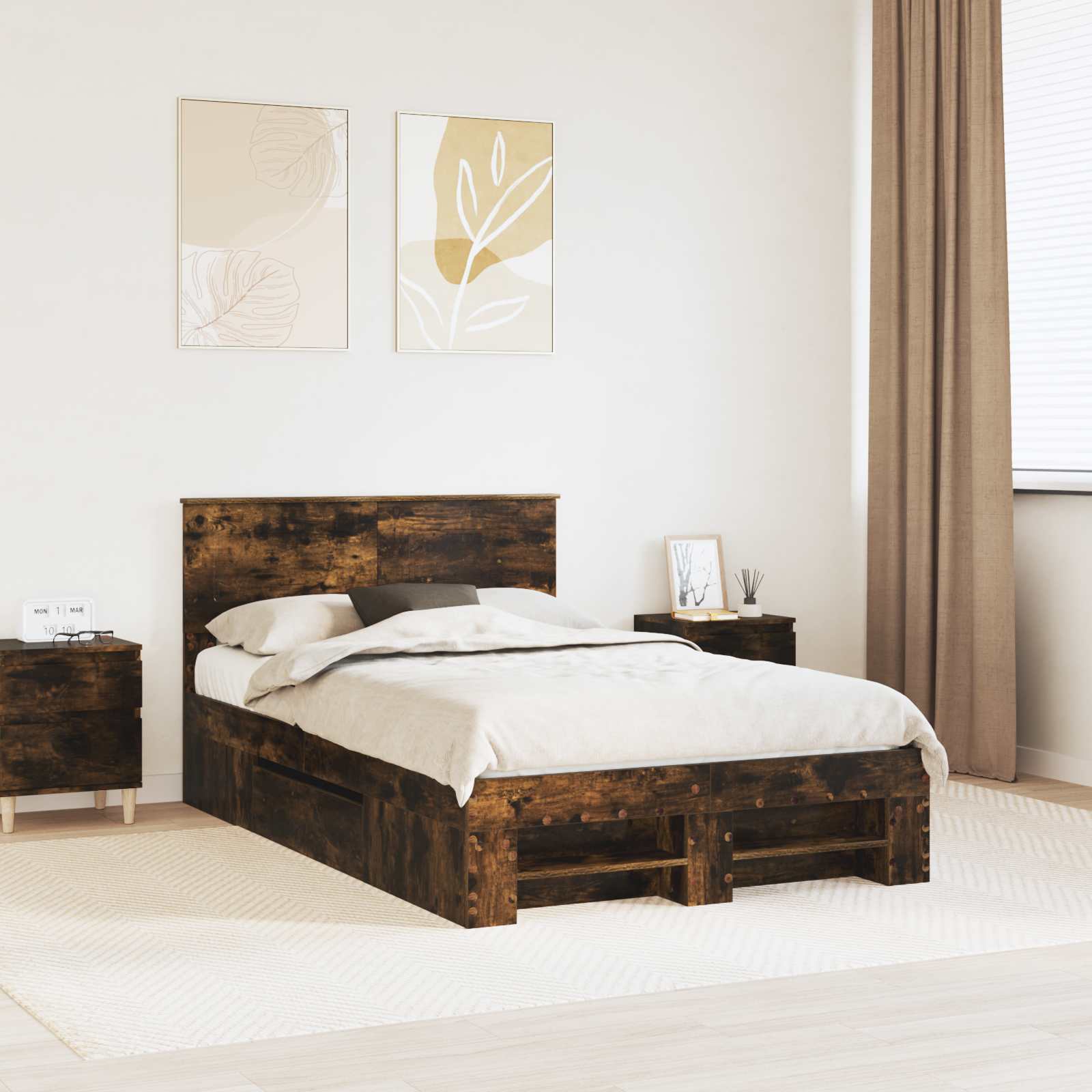 vidaXL Bedframe met hoofdeinde Wit 200 x 200 cm Bewerkt hout