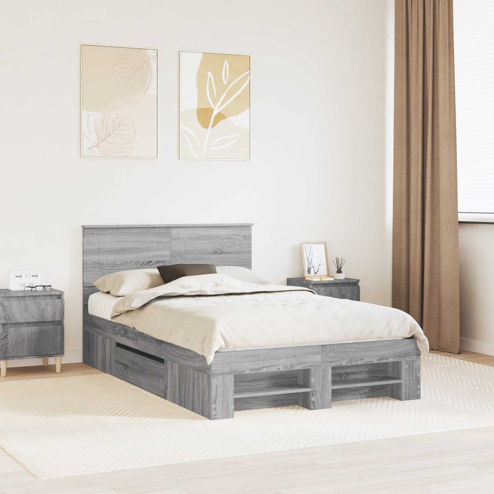 vidaXL Bedframe met hoofdeinde Wit 200 x 200 cm Bewerkt hout
