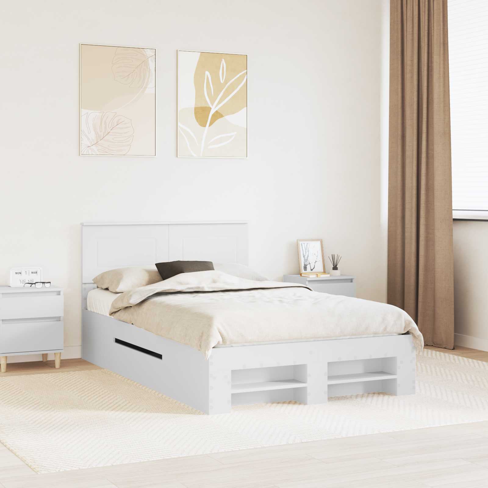 vidaXL Bedframe met hoofdeinde Wit 200 x 200 cm Bewerkt hout