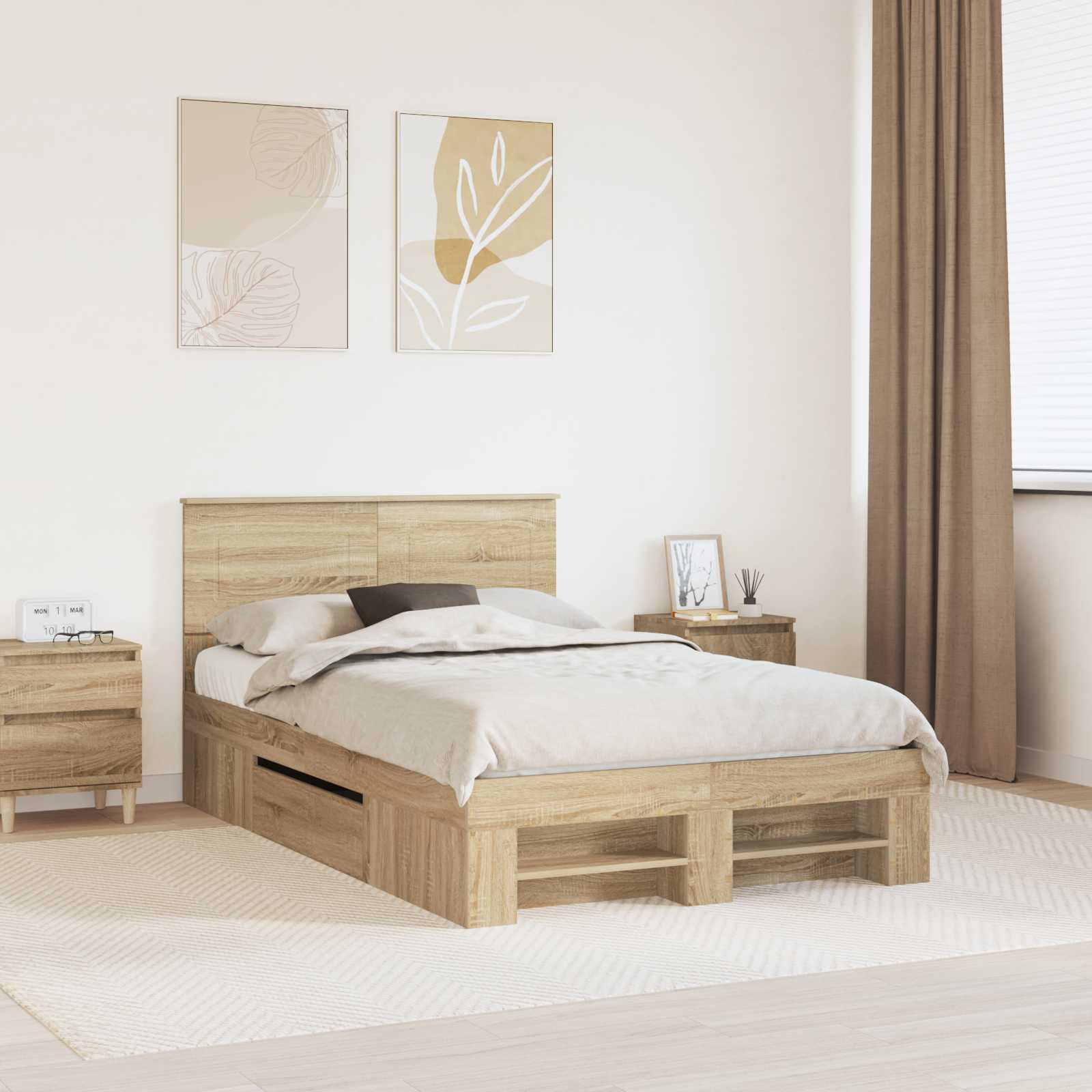 vidaXL Bedframe met hoofdeinde Wit 200 x 200 cm Bewerkt hout