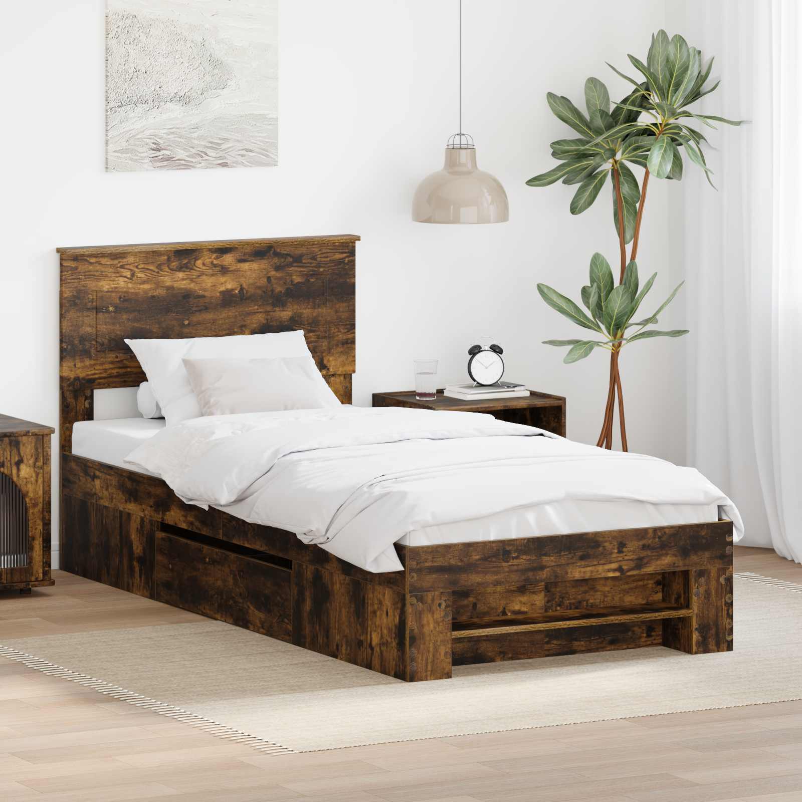 vidaXL Bedframe met hoofdeinde Wit 200 x 200 cm Bewerkt hout