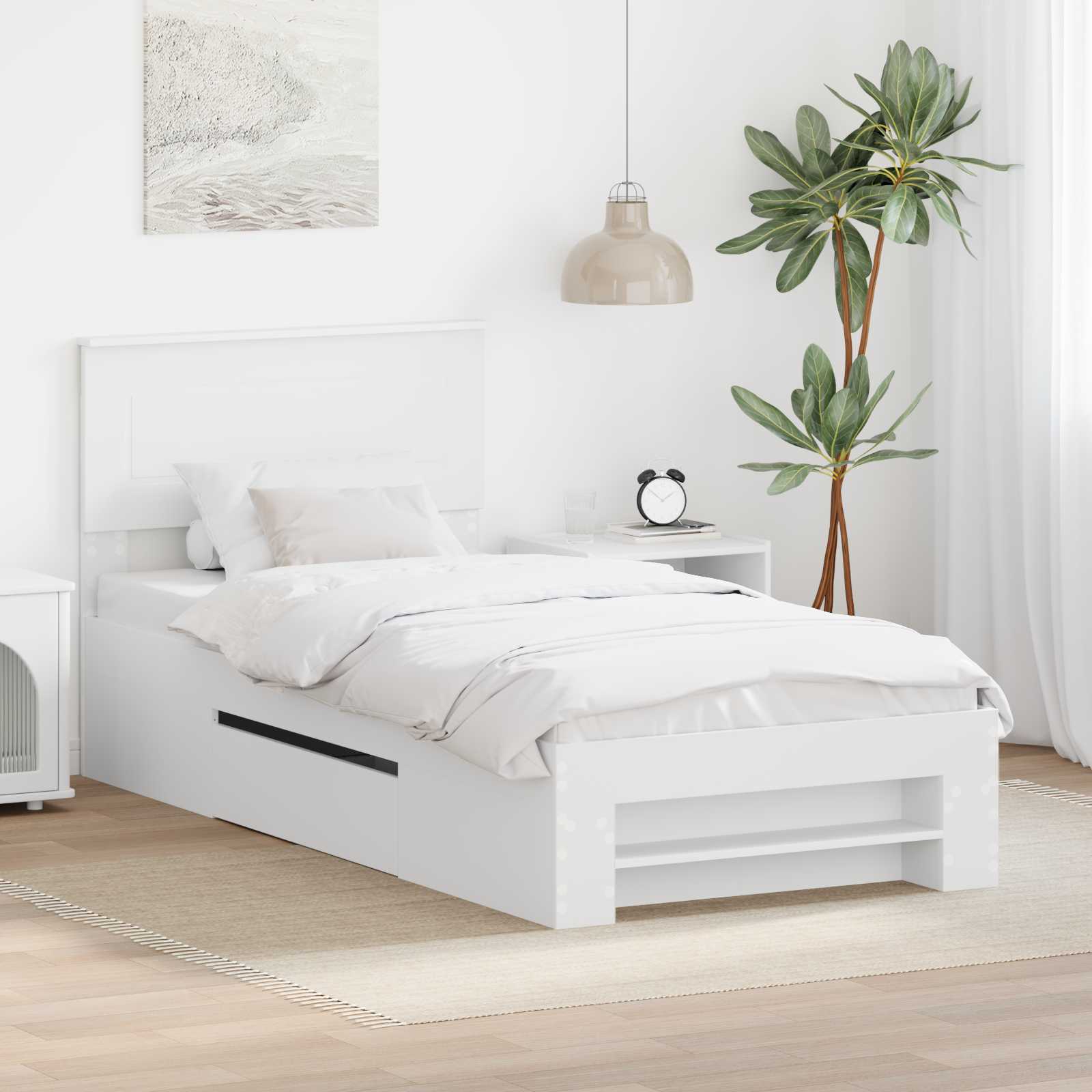 vidaXL Bedframe met hoofdeinde Wit 200 x 200 cm Bewerkt hout