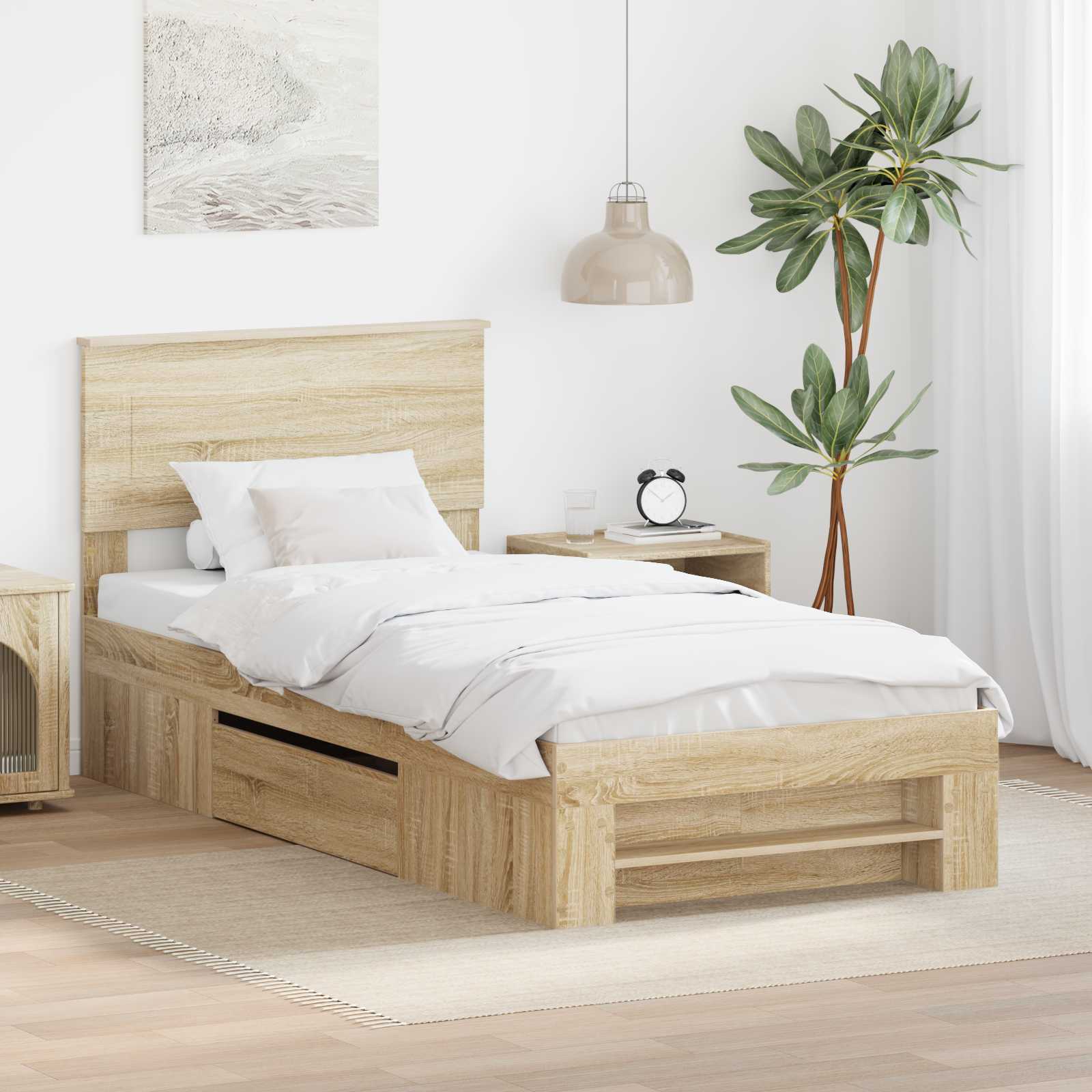 vidaXL Bedframe met hoofdeinde Wit 200 x 200 cm Bewerkt hout
