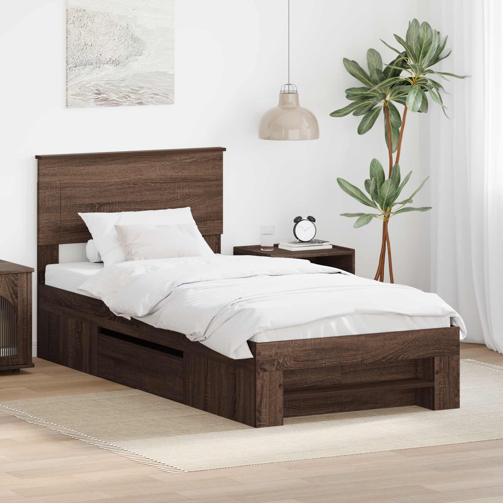 vidaXL Bedframe met hoofdeinde Wit 200 x 200 cm Bewerkt hout