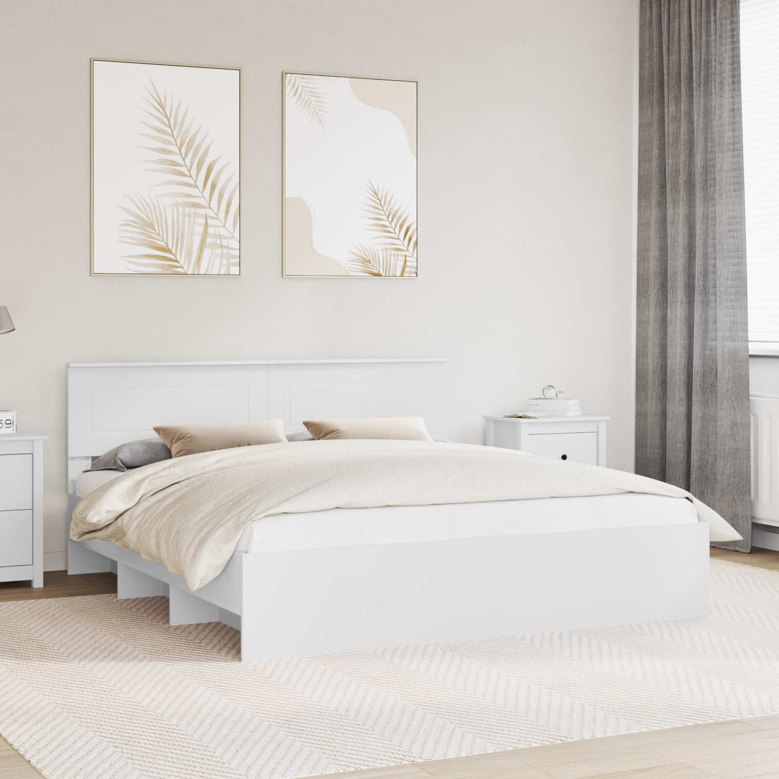 vidaXL Bedframe met hoofdeinde Wit 200 x 200 cm Bewerkt hout
