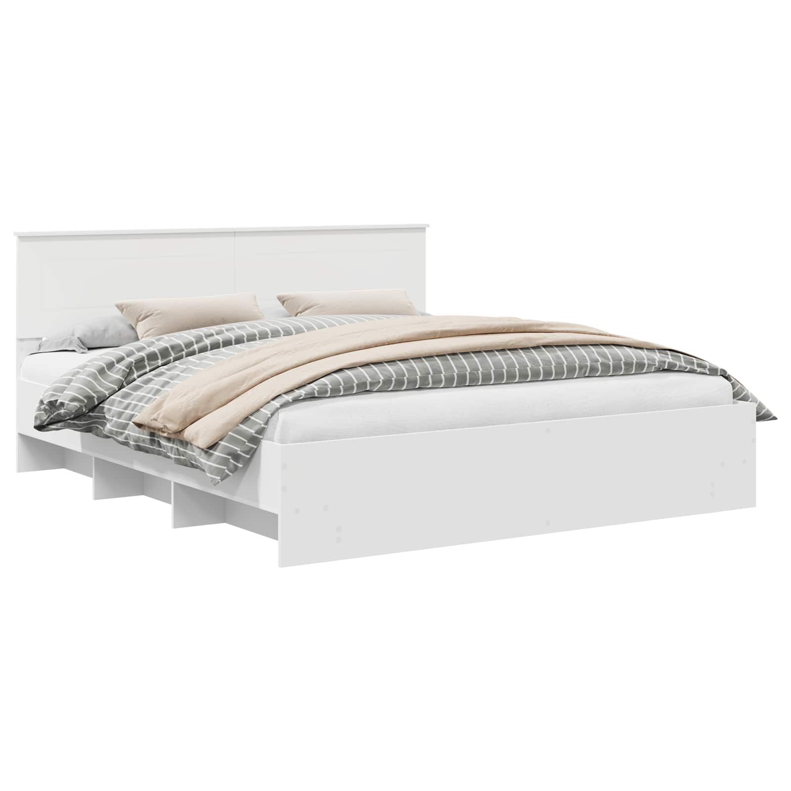 vidaXL Bedframe met hoofdeinde Wit 200 x 200 cm Bewerkt hout