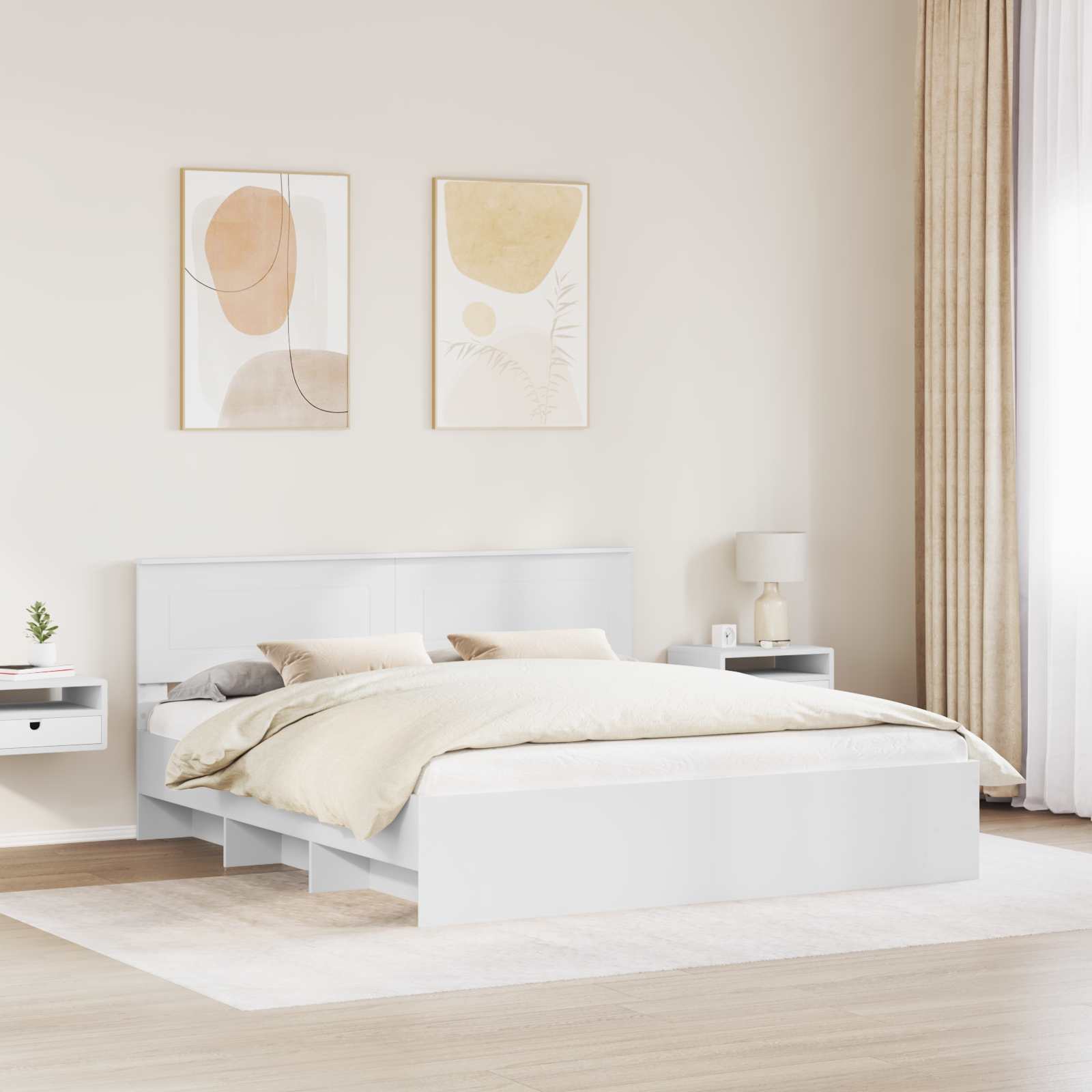 vidaXL Bedframe met hoofdeinde Wit 200 x 200 cm Bewerkt hout