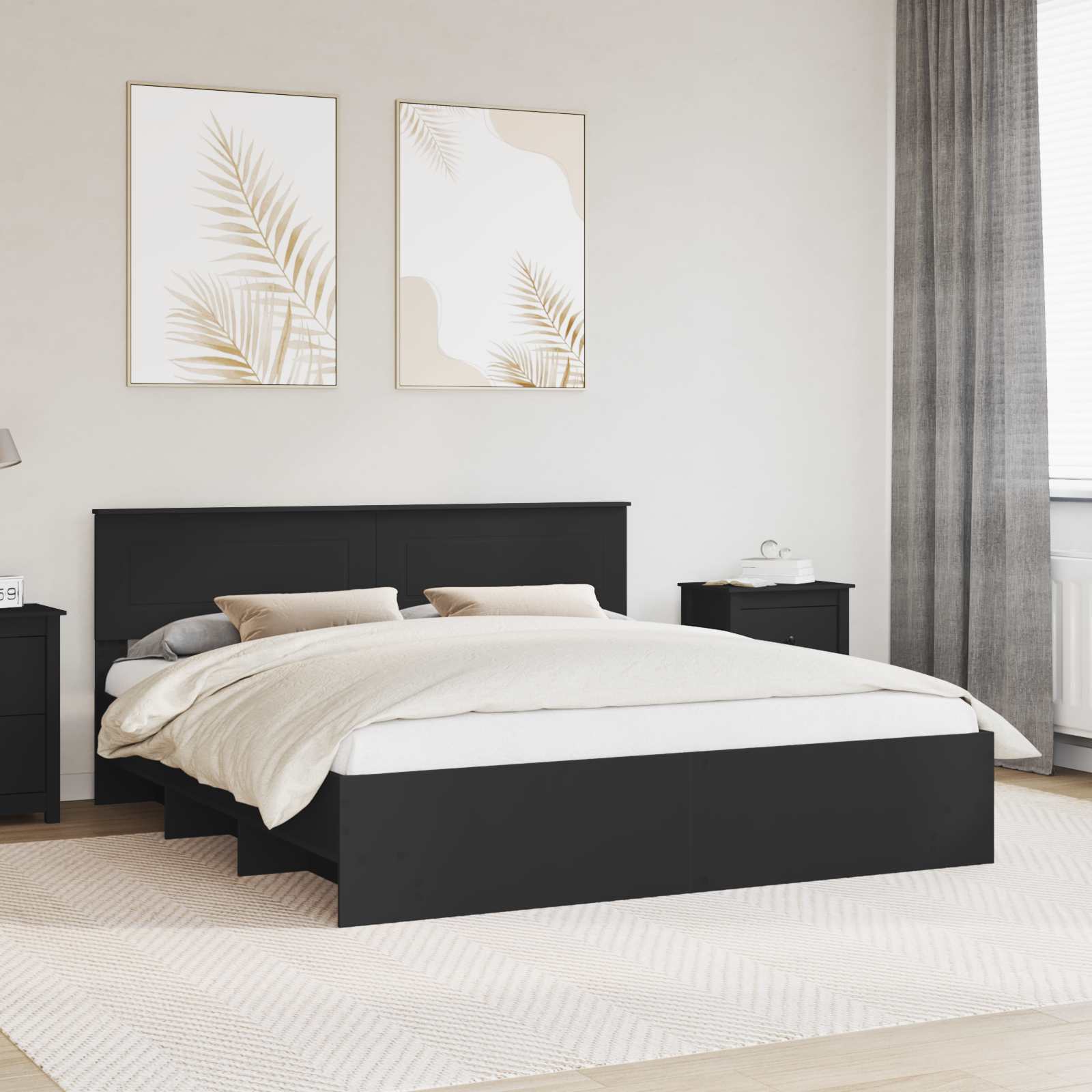 vidaXL Bedframe met hoofdeinde Wit 200 x 200 cm Bewerkt hout