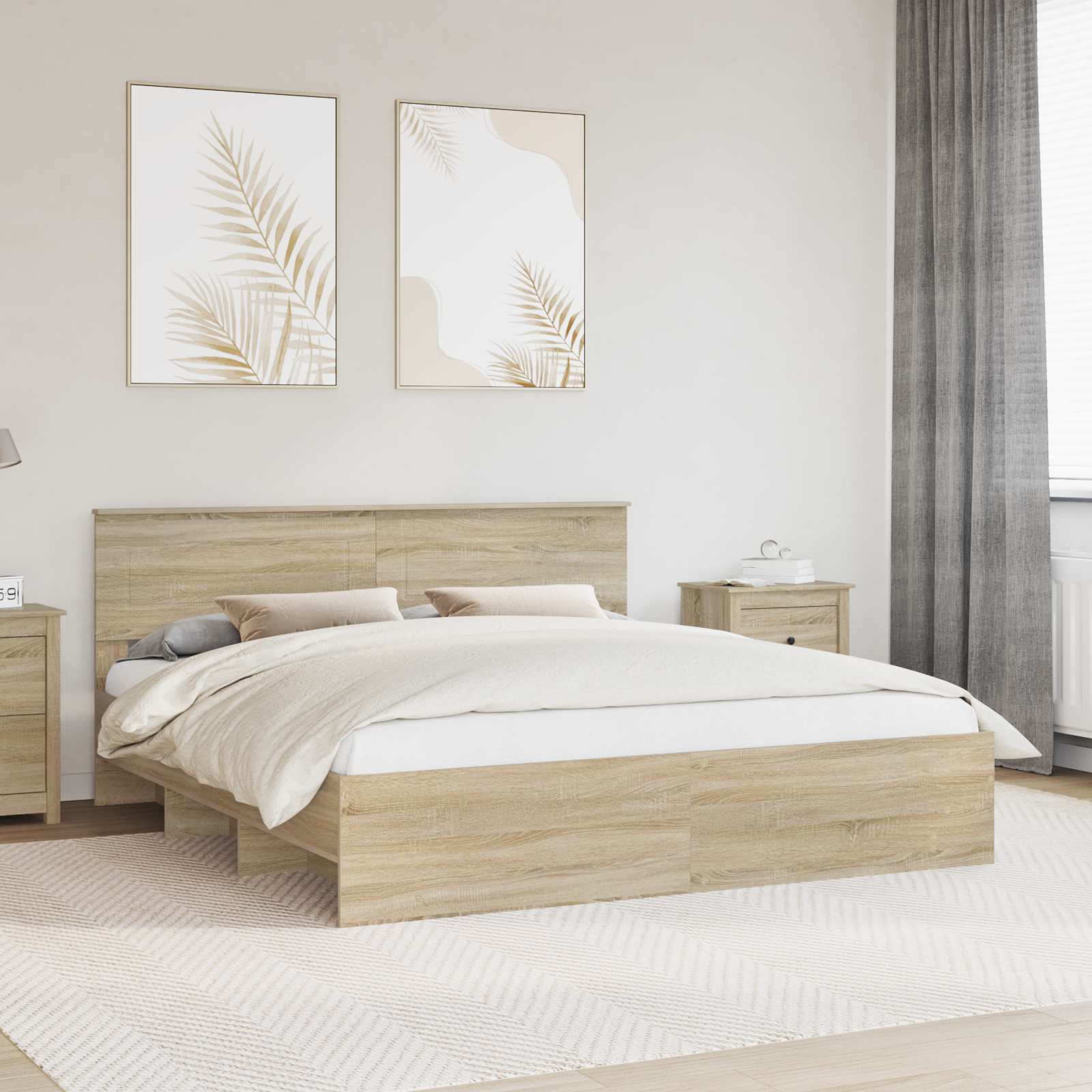 vidaXL Bedframe met hoofdeinde Wit 200 x 200 cm Bewerkt hout