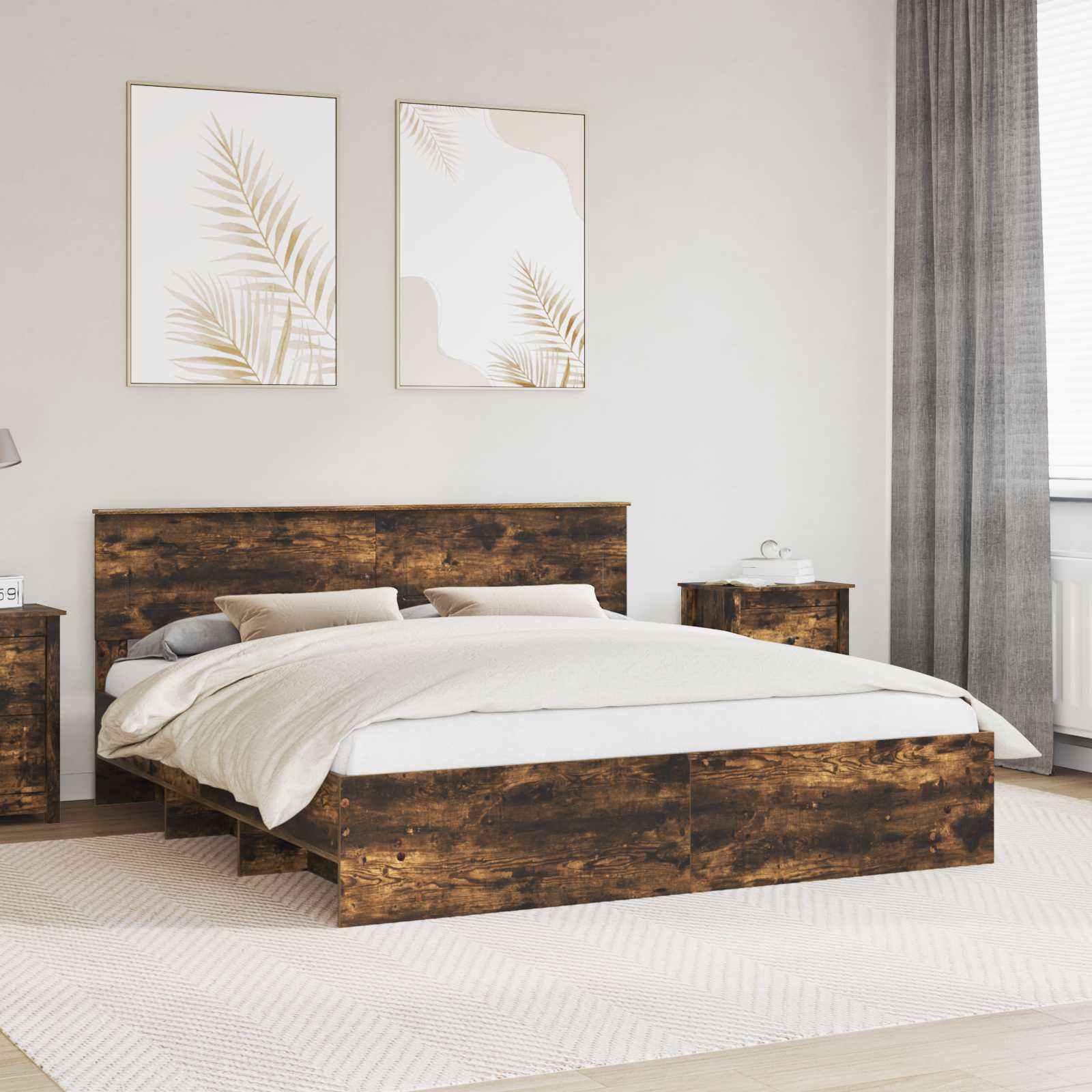 vidaXL Bedframe met hoofdeinde Wit 200 x 200 cm Bewerkt hout