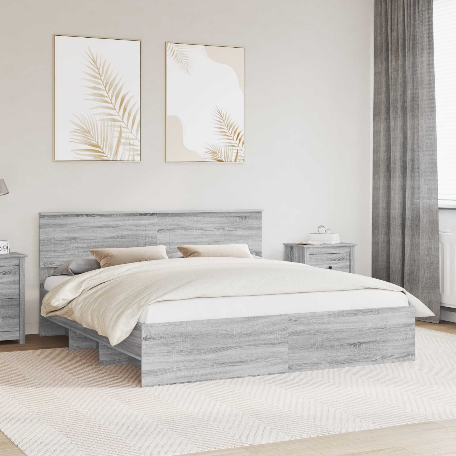 vidaXL Bedframe met hoofdeinde Wit 200 x 200 cm Bewerkt hout