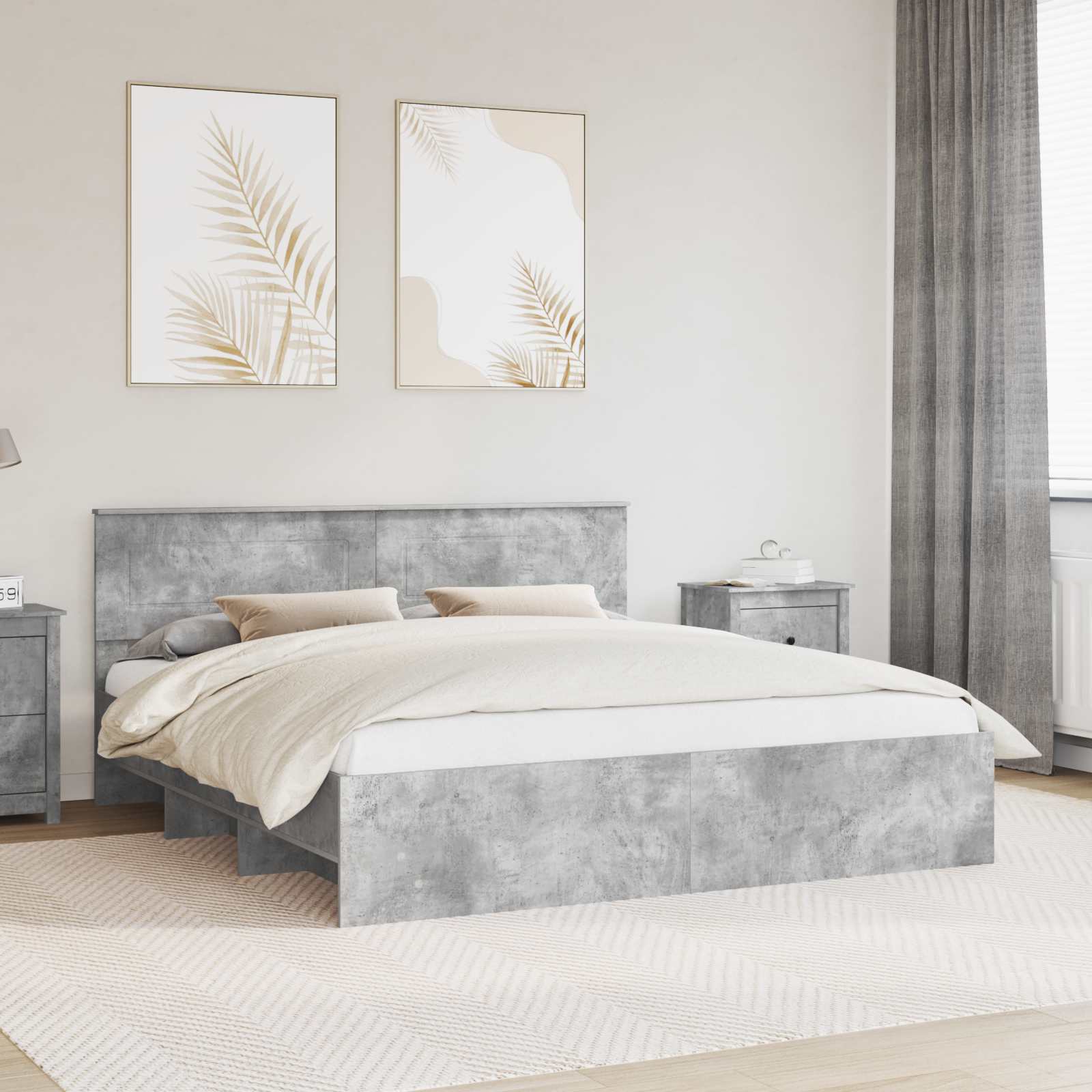 vidaXL Bedframe met hoofdeinde Wit 200 x 200 cm Bewerkt hout
