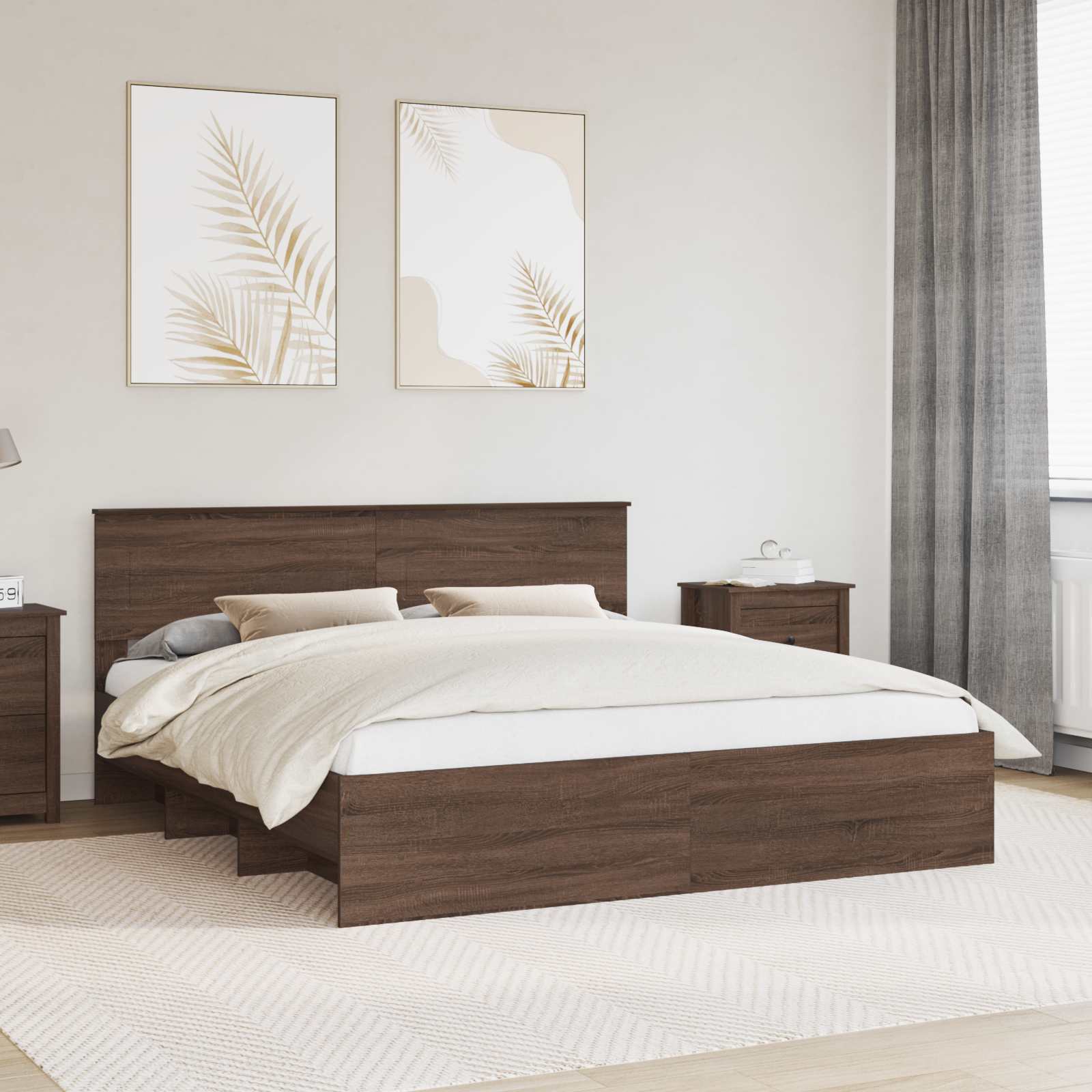 vidaXL Bedframe met hoofdeinde Wit 200 x 200 cm Bewerkt hout