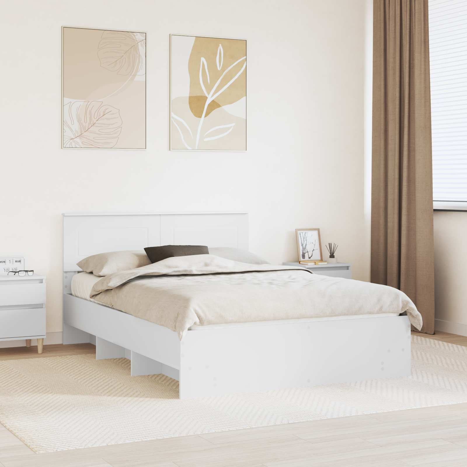 vidaXL Bedframe met hoofdeinde Wit 200 x 200 cm Bewerkt hout