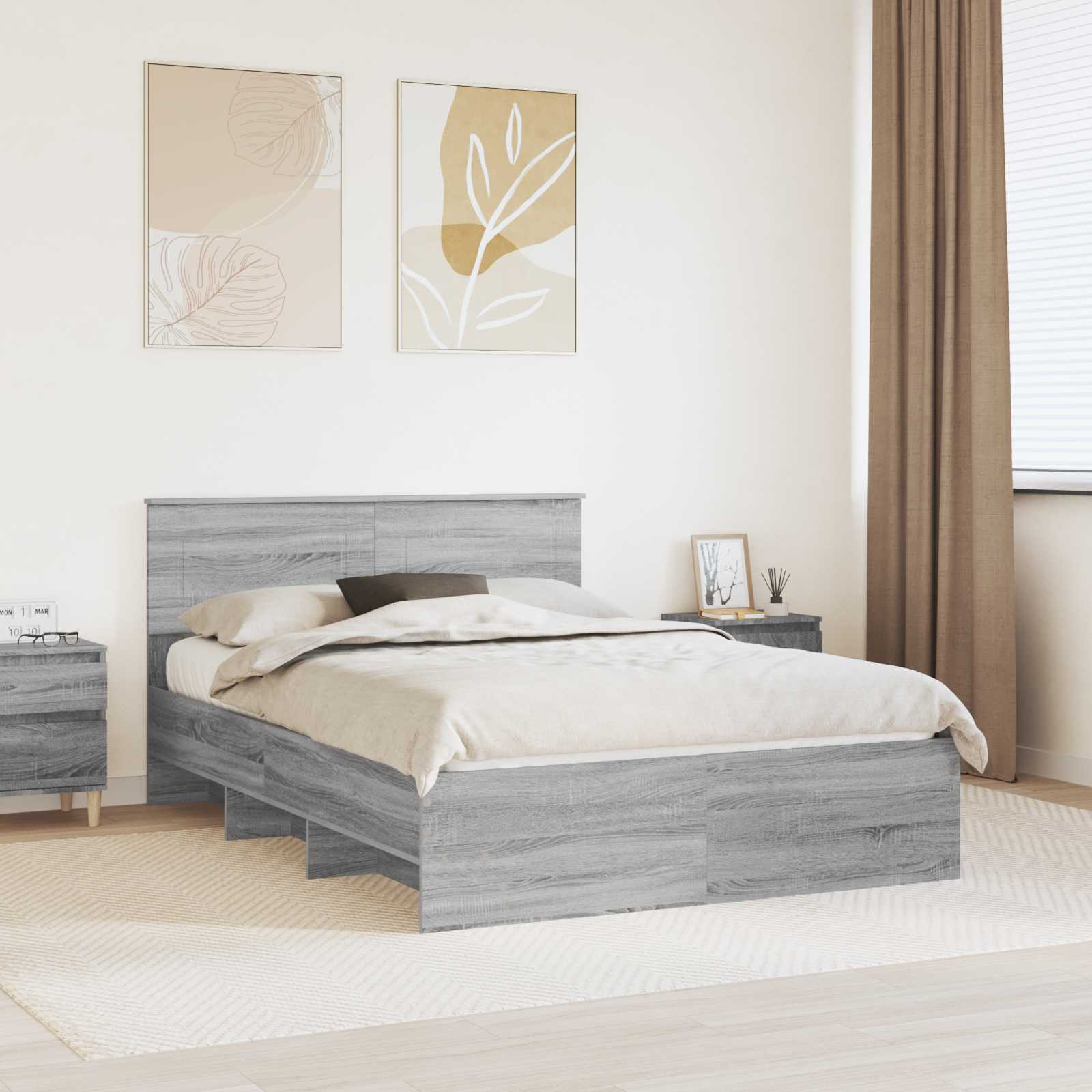 vidaXL Bedframe met hoofdeinde Wit 200 x 200 cm Bewerkt hout