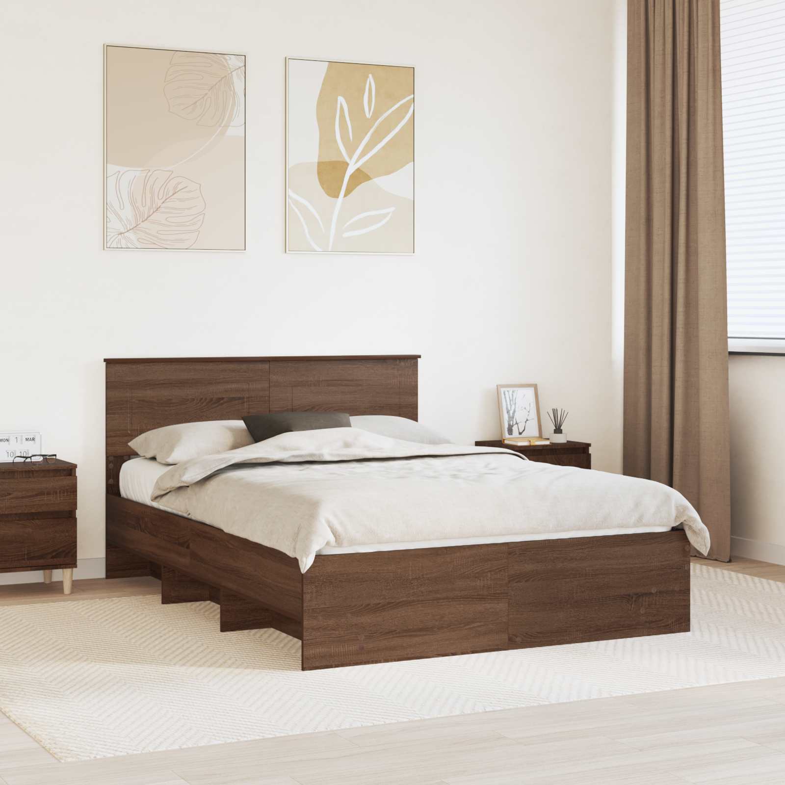 vidaXL Bedframe met hoofdeinde Wit 200 x 200 cm Bewerkt hout