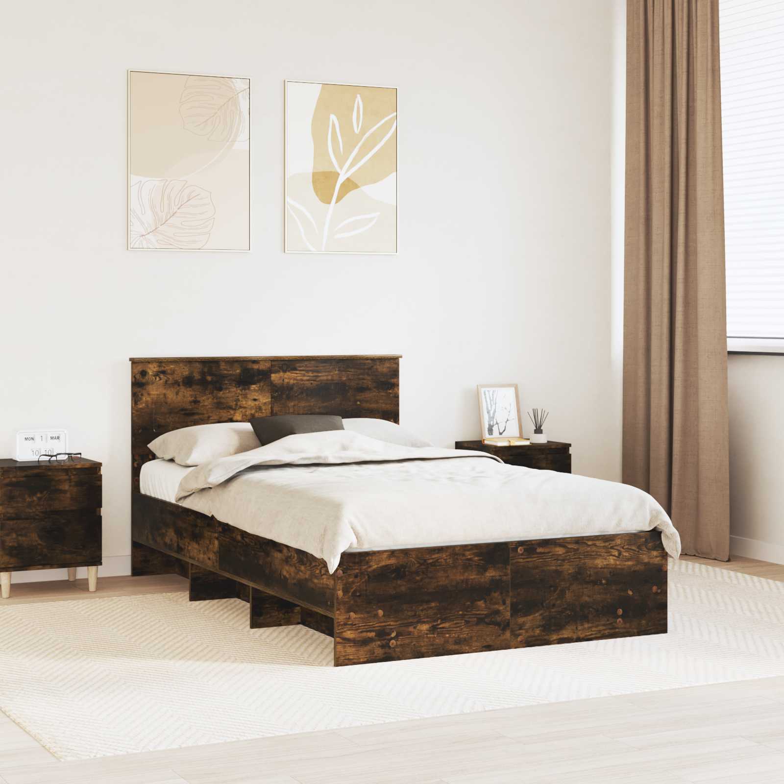 vidaXL Bedframe met hoofdeinde Wit 200 x 200 cm Bewerkt hout