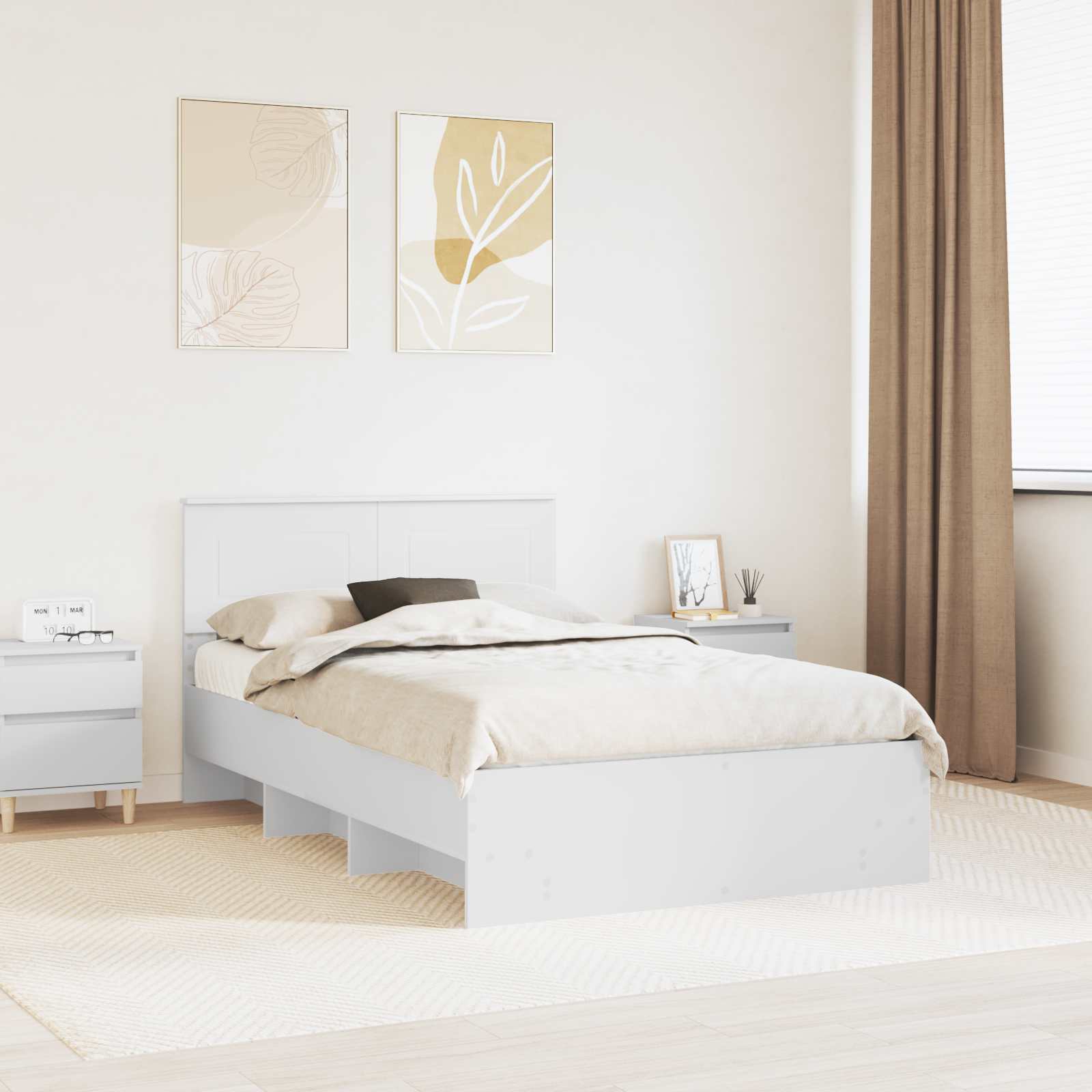 vidaXL Bedframe met hoofdeinde Wit 200 x 200 cm Bewerkt hout