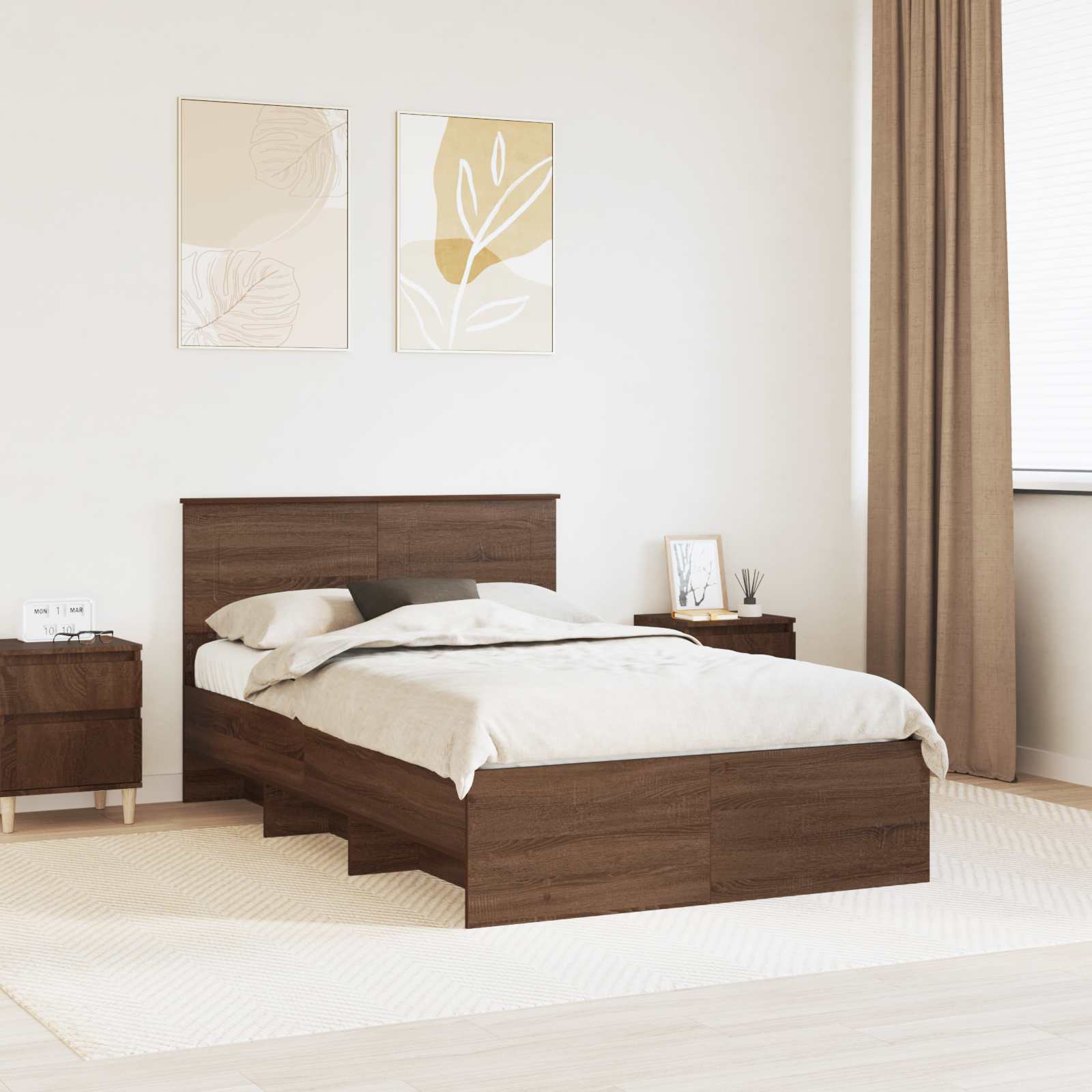 vidaXL Bedframe met hoofdeinde Wit 200 x 200 cm Bewerkt hout