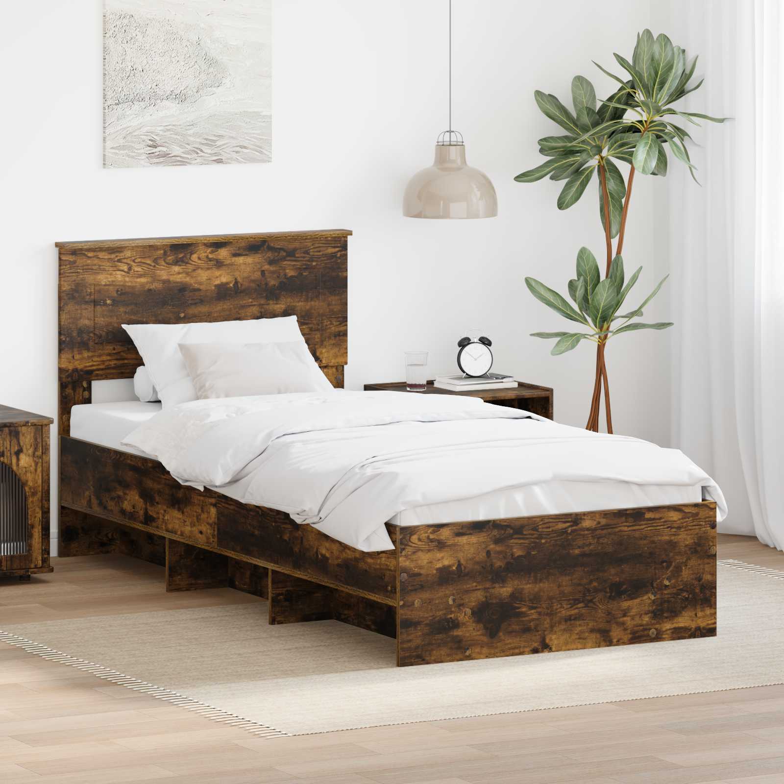 vidaXL Bedframe met hoofdeinde Wit 200 x 200 cm Bewerkt hout