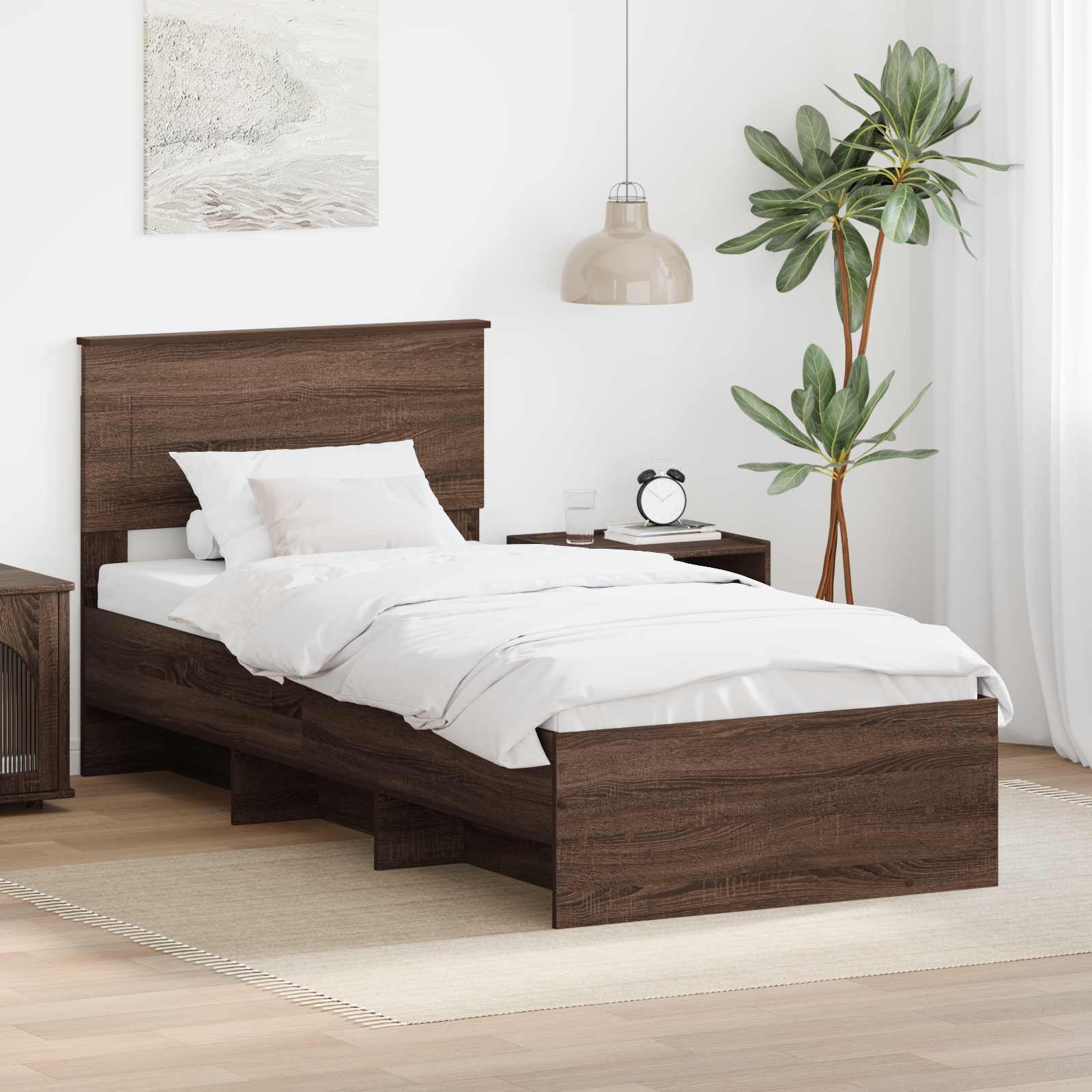 vidaXL Bedframe met hoofdeinde Wit 200 x 200 cm Bewerkt hout