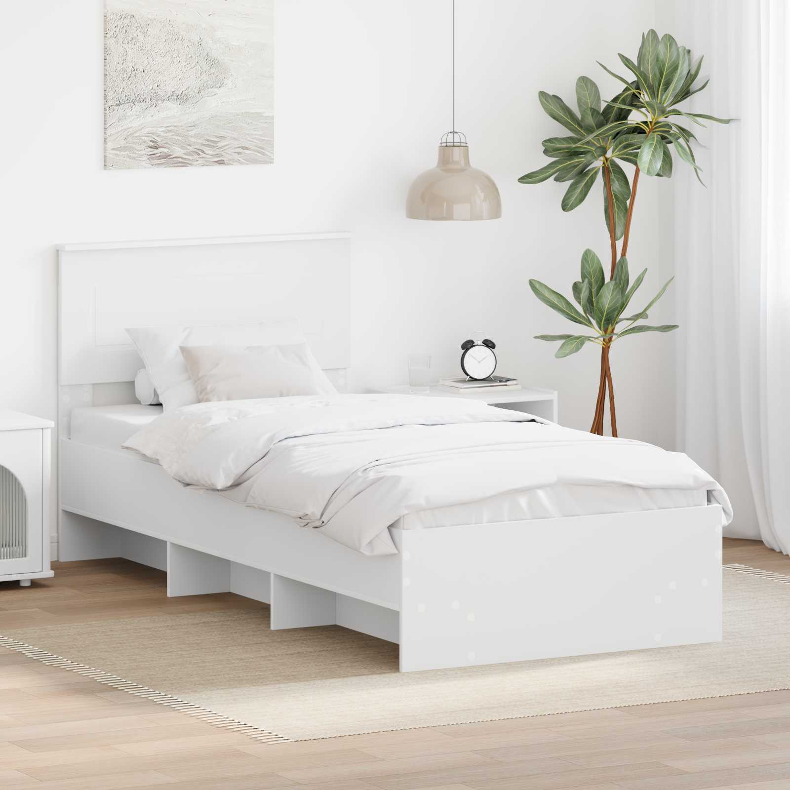 vidaXL Bedframe met hoofdeinde Wit 200 x 200 cm Bewerkt hout