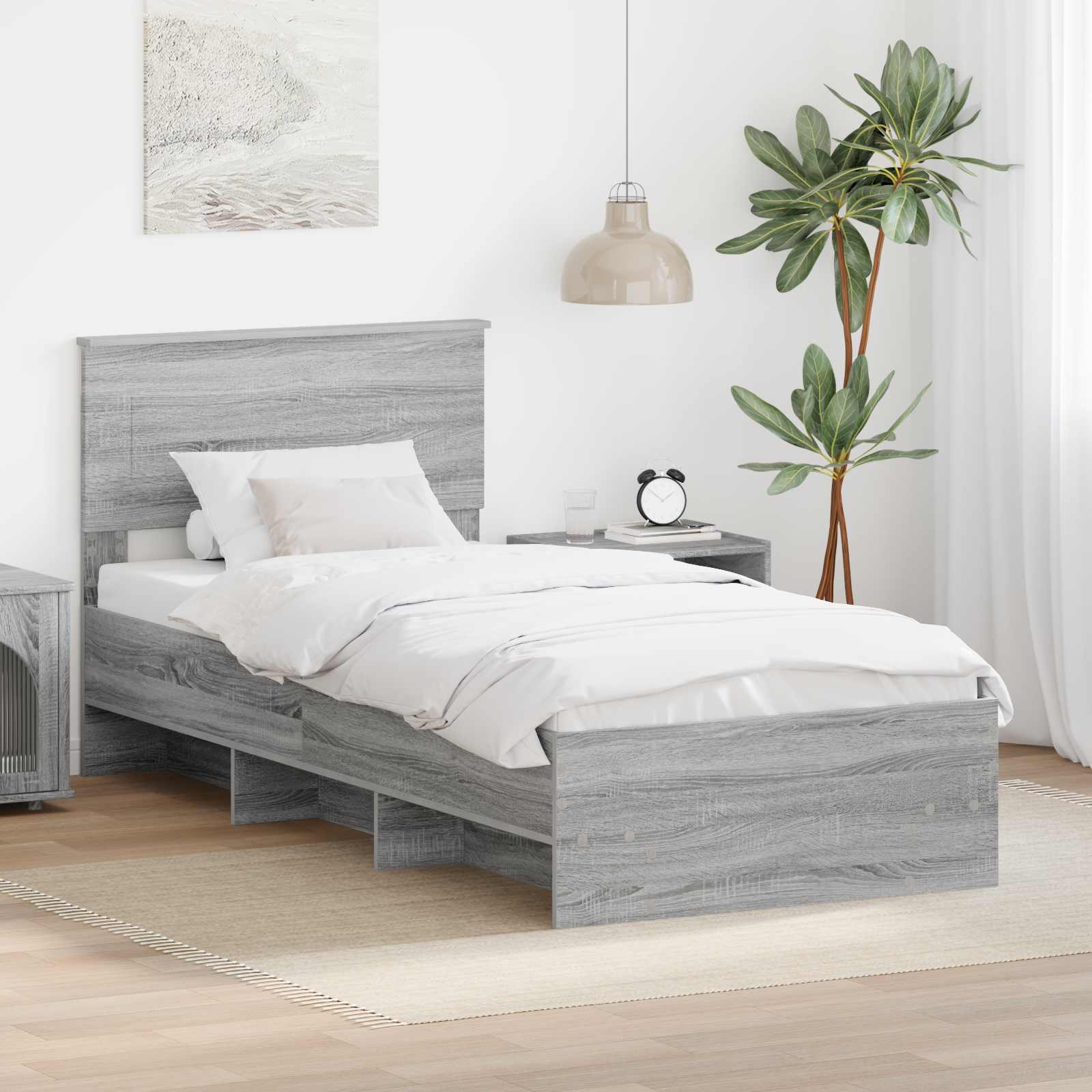 vidaXL Bedframe met hoofdeinde Wit 200 x 200 cm Bewerkt hout