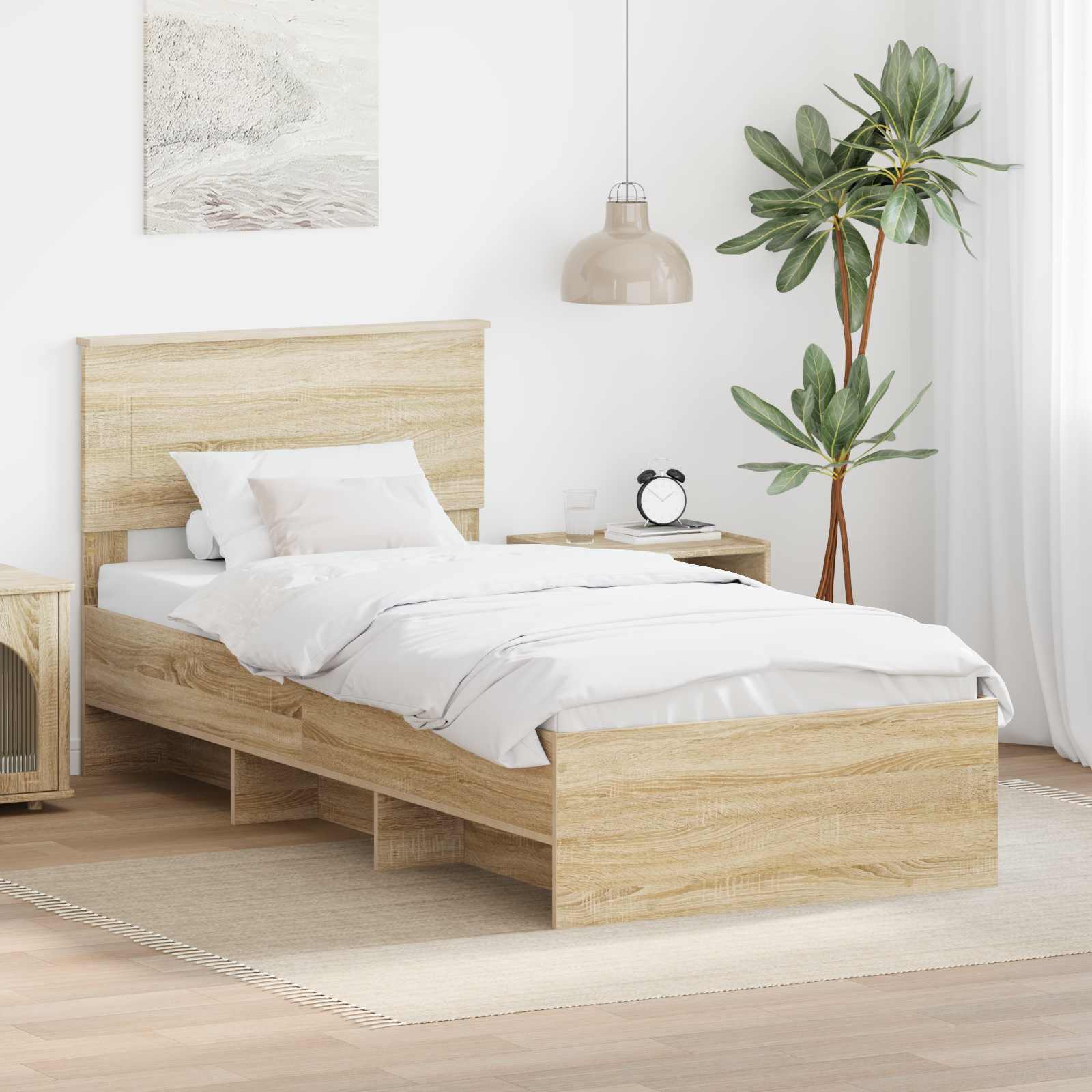 vidaXL Bedframe met hoofdeinde Wit 200 x 200 cm Bewerkt hout