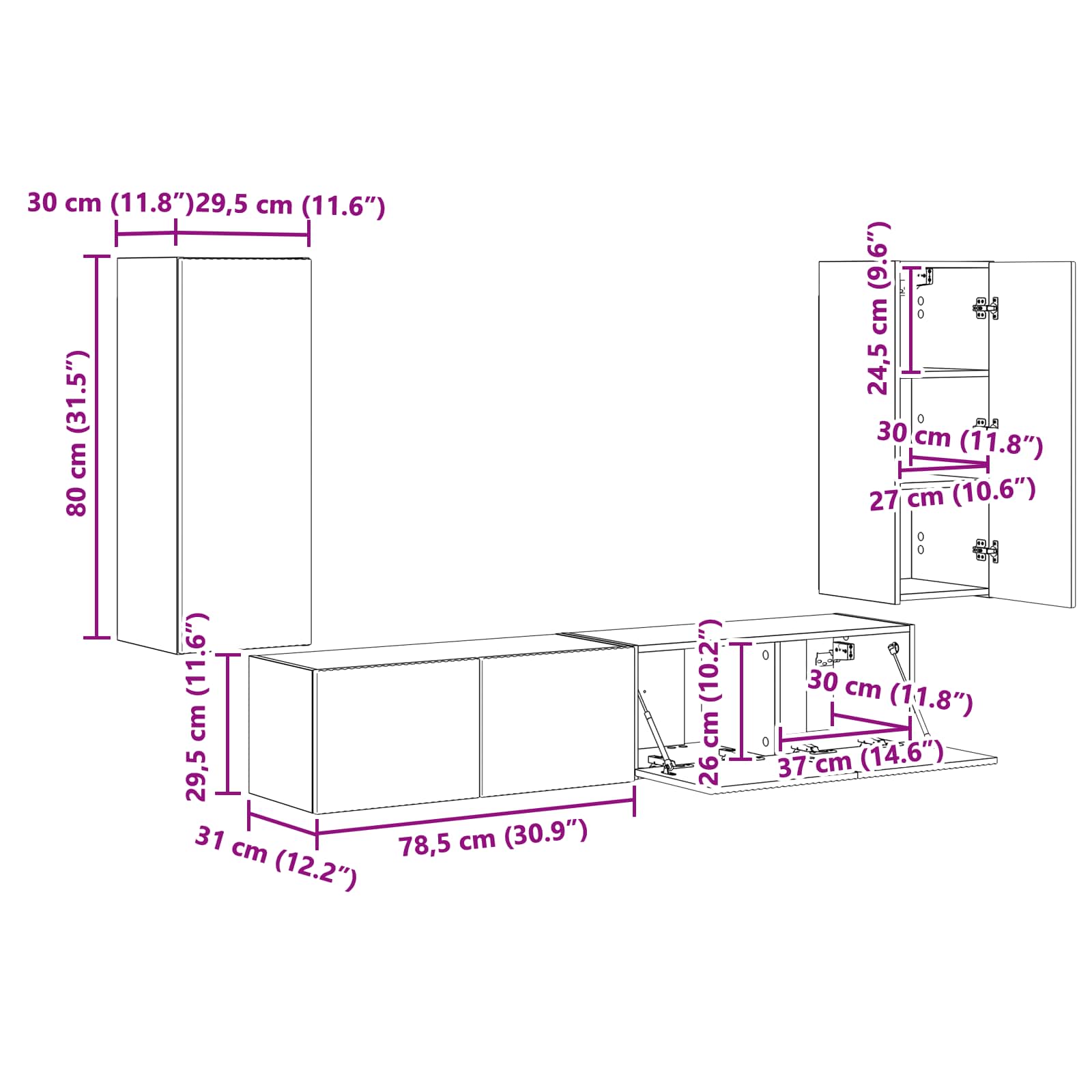 vidaXL Wit 78,5 x 30 x 29,5 cm