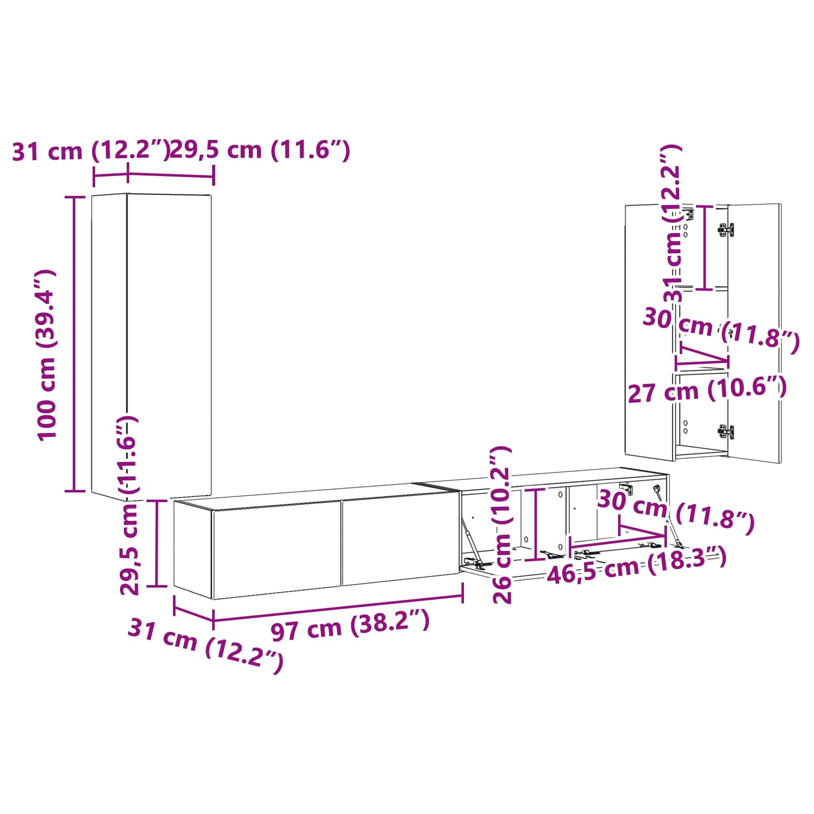 vidaXL Wit 98 x 31 x 29,5 cm