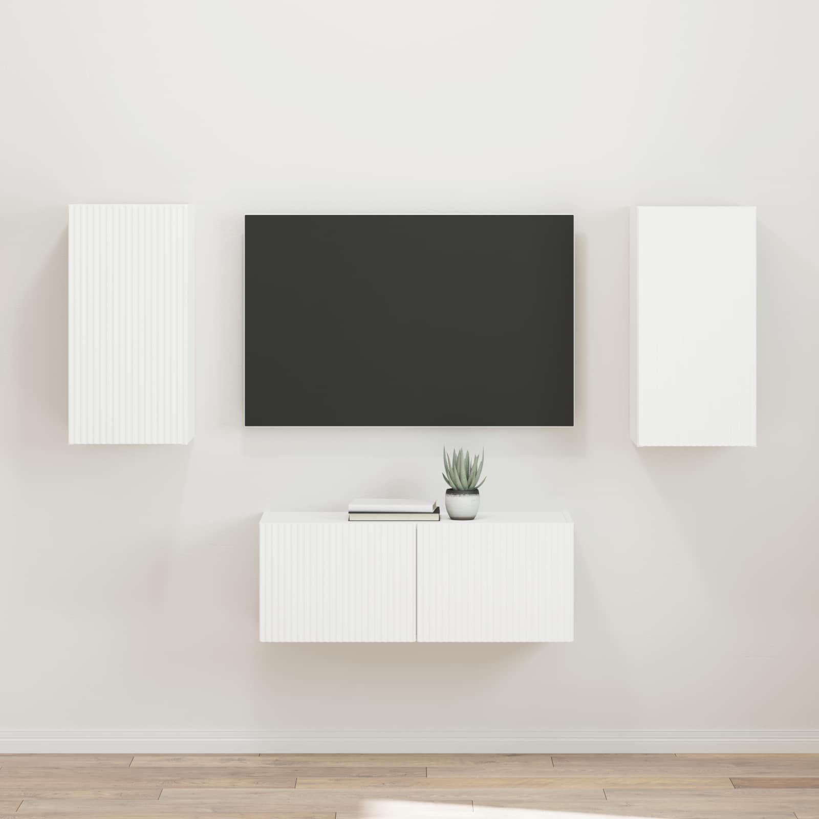 vidaXL Tv-meubelset Wandgemonteerd 2 pcs Wit Bewerkt hout
