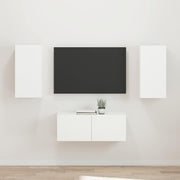 vidaXL Tv-meubelset Wandgemonteerd 2 pcs Wit Bewerkt hout