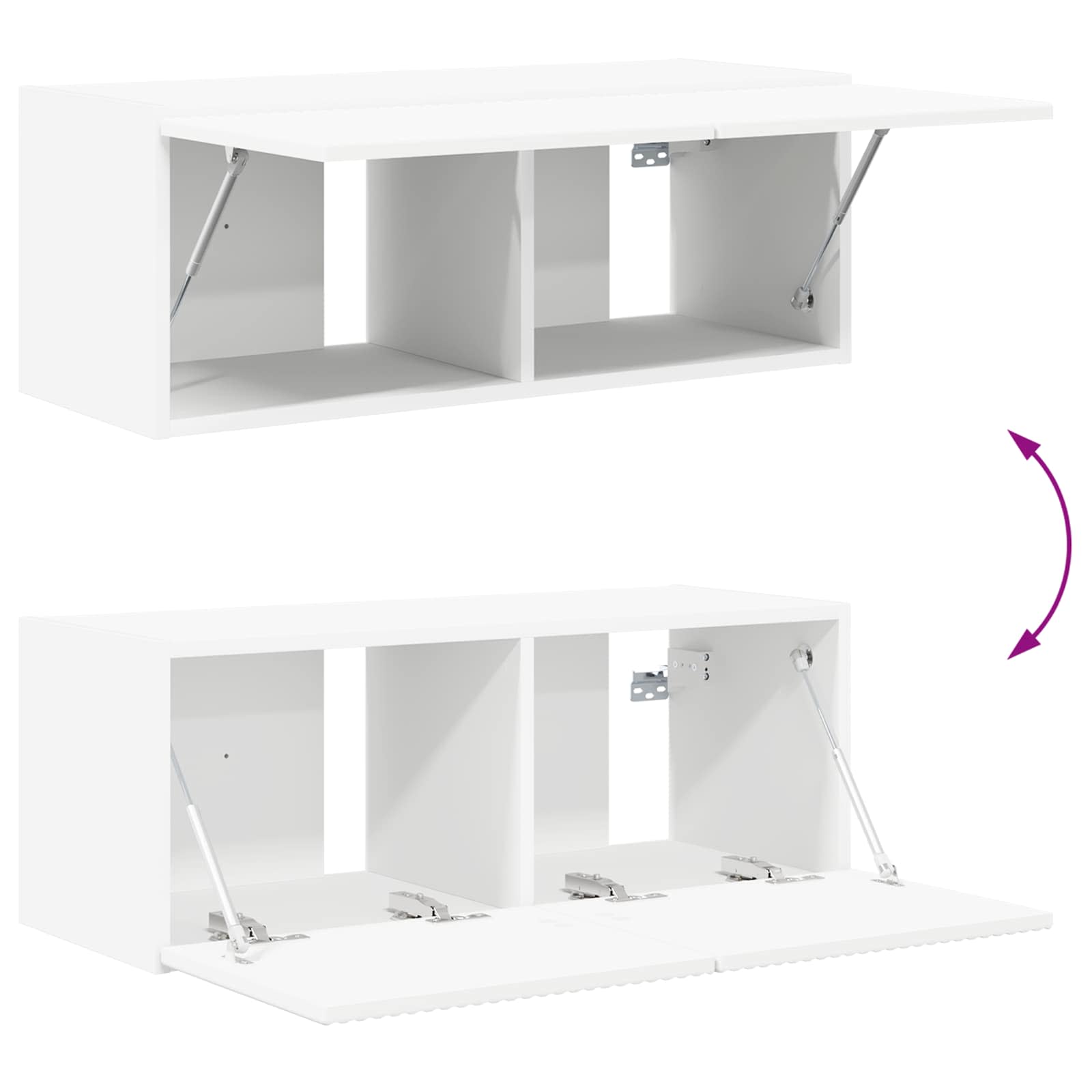 vidaXL Tv-meubelset Wandgemonteerd 2 pcs Wit Bewerkt hout