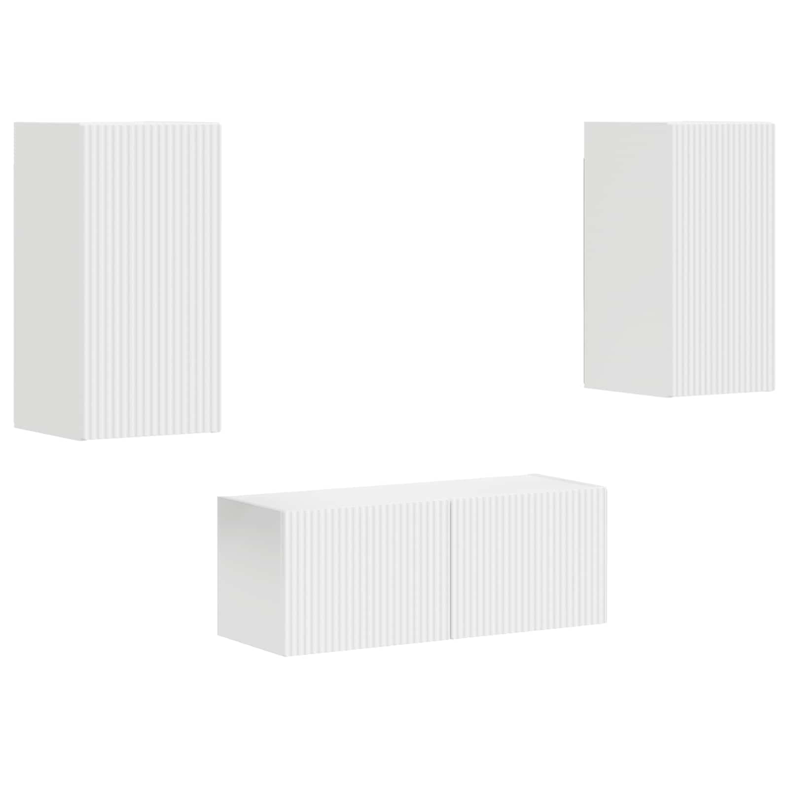 vidaXL Tv-meubelset Wandgemonteerd 2 pcs Wit Bewerkt hout
