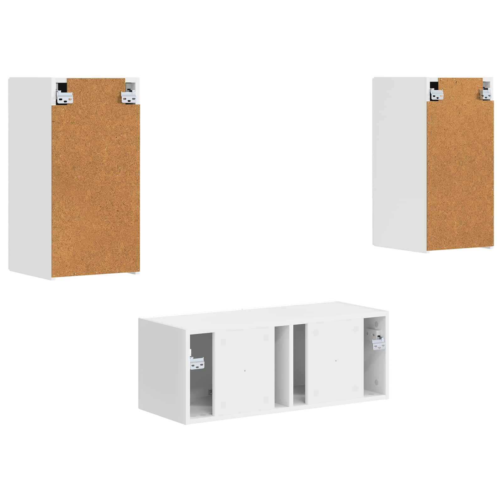 vidaXL Tv-meubelset Wandgemonteerd 2 pcs Wit Bewerkt hout