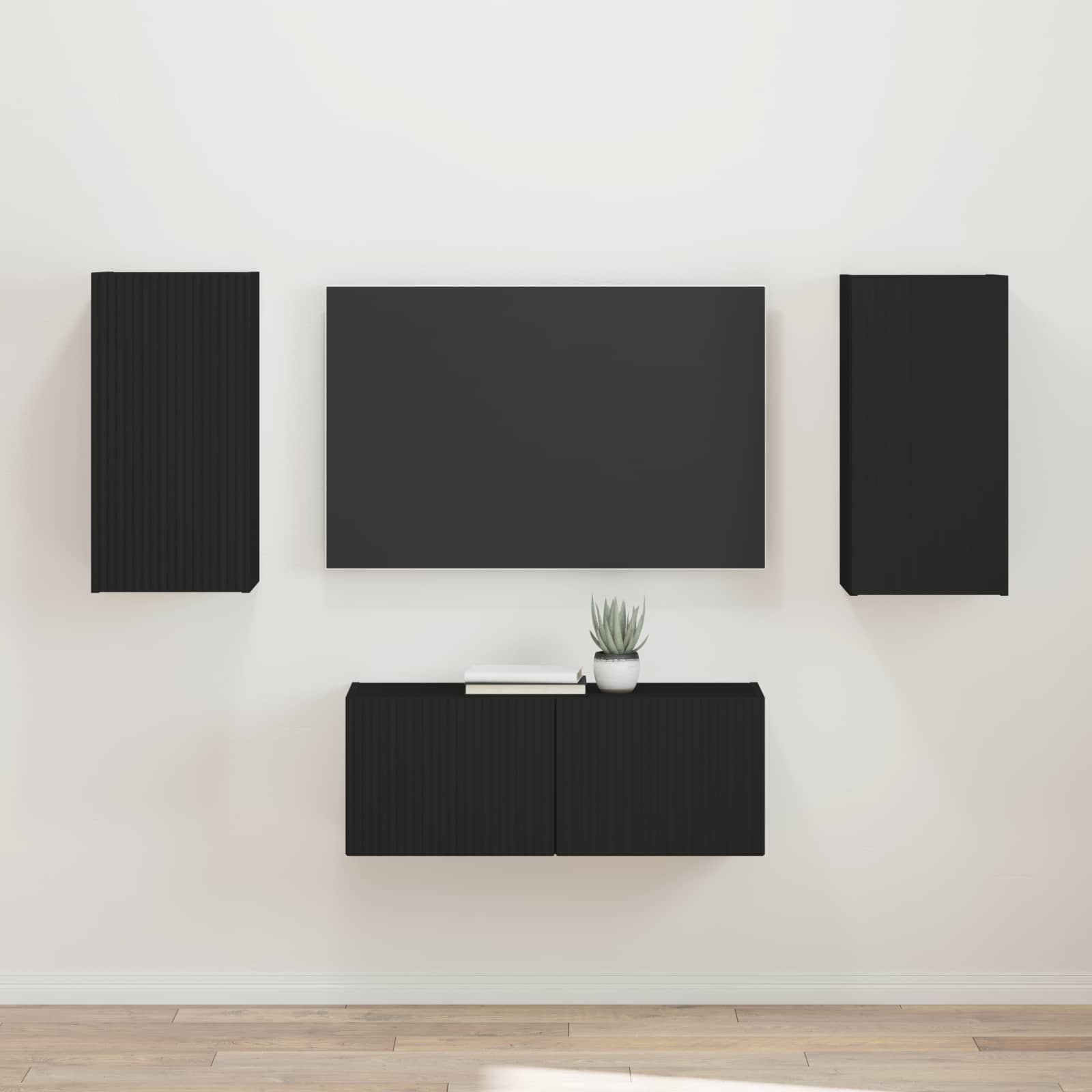 vidaXL Tv-meubelset Wandgemonteerd 2 pcs Wit Bewerkt hout