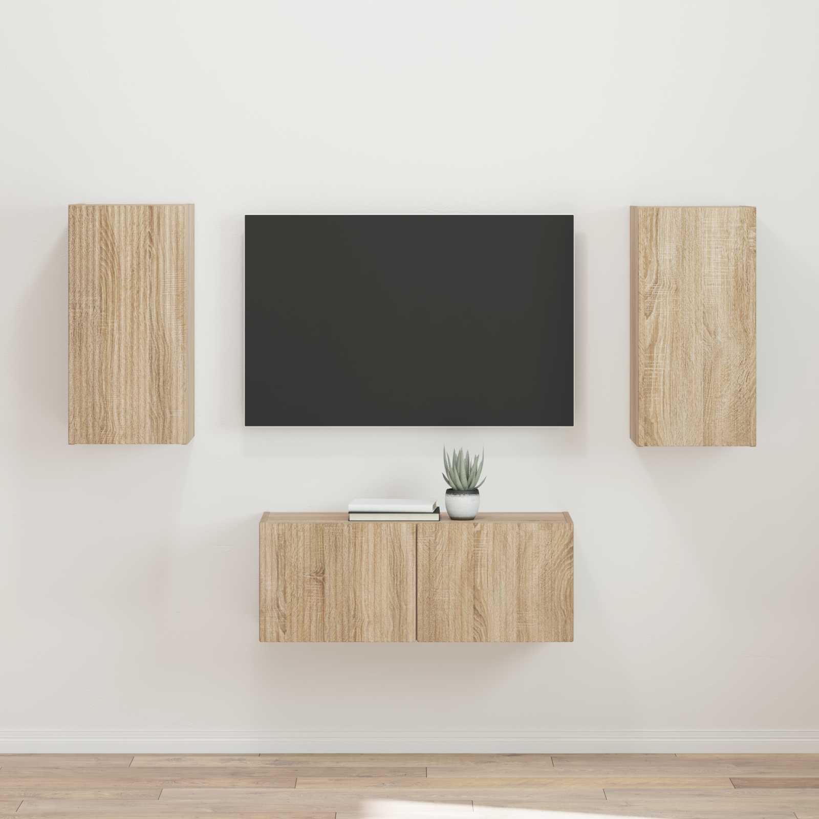 vidaXL Tv-meubelset Wandgemonteerd 2 pcs Wit Bewerkt hout