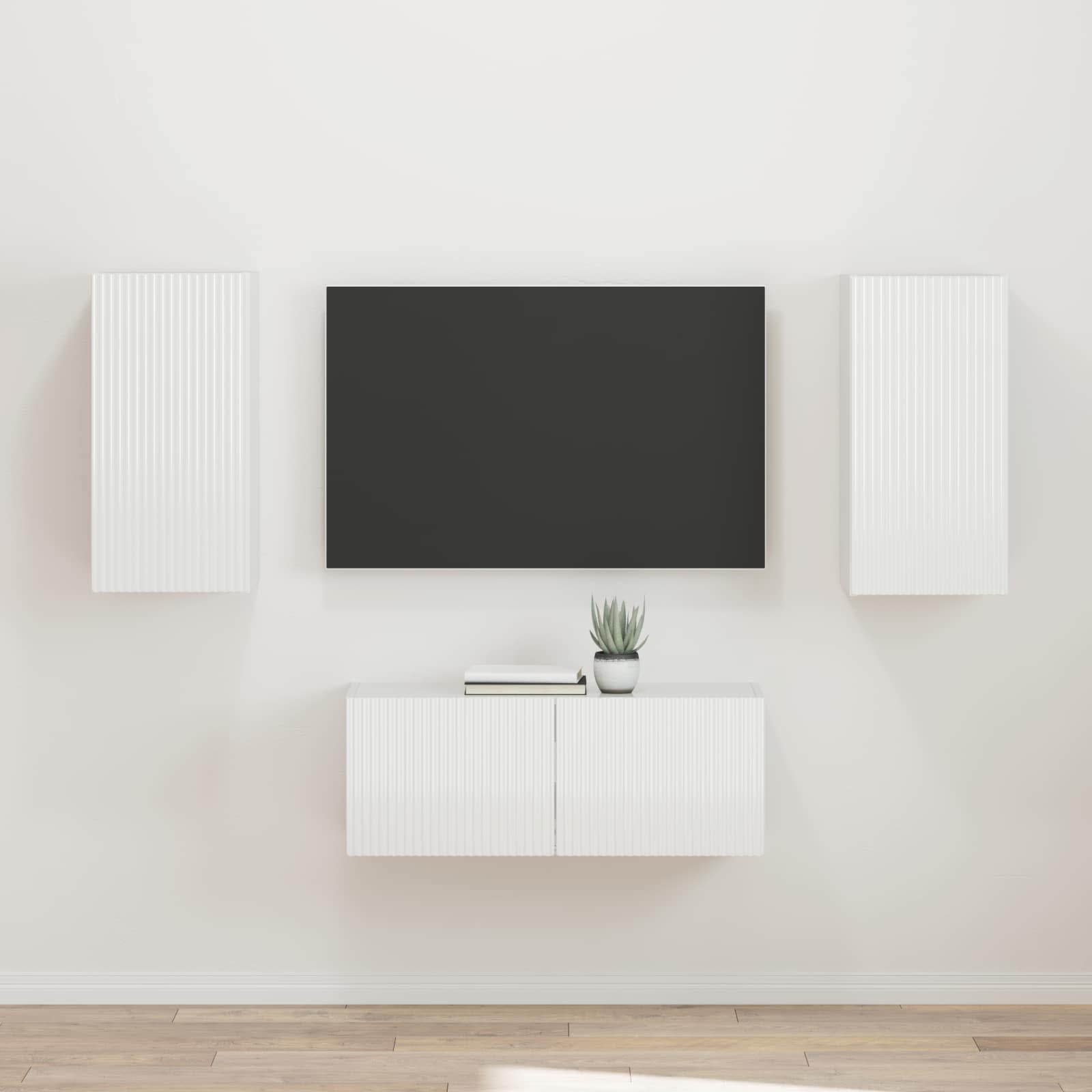 vidaXL Tv-meubelset Wandgemonteerd 2 pcs Wit Bewerkt hout