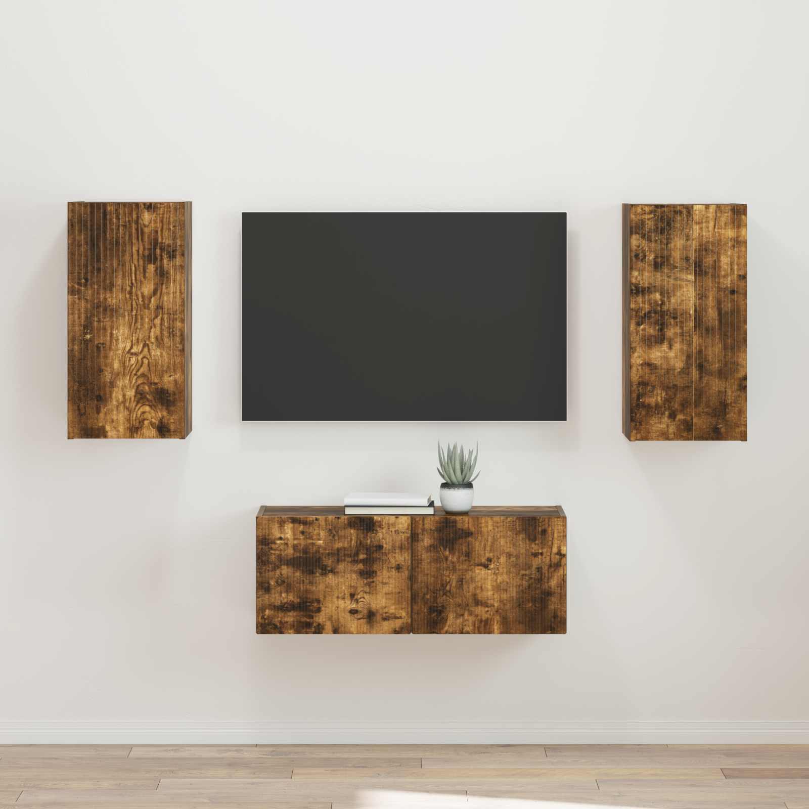 vidaXL Tv-meubelset Wandgemonteerd 2 pcs Wit Bewerkt hout