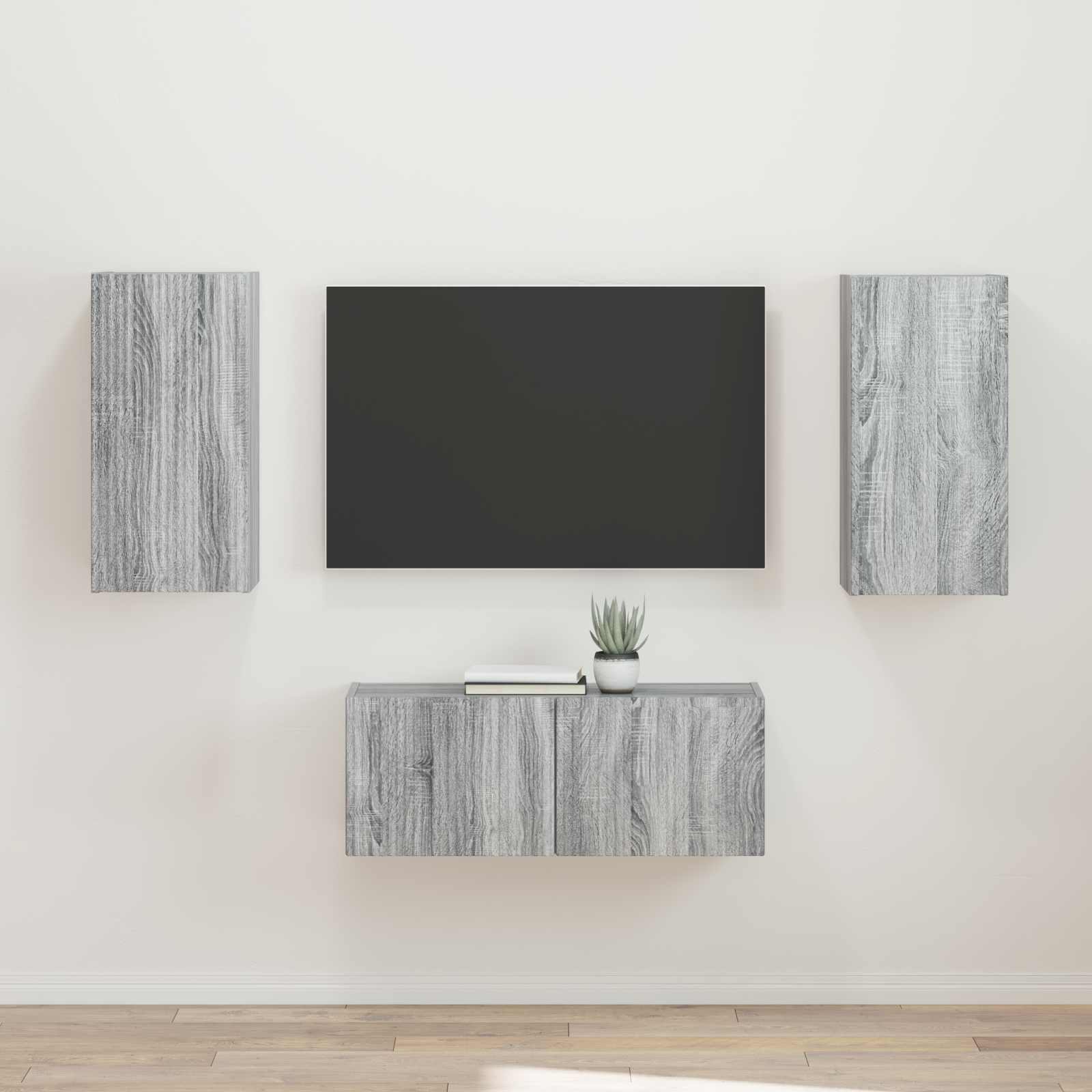 vidaXL Tv-meubelset Wandgemonteerd 2 pcs Wit Bewerkt hout
