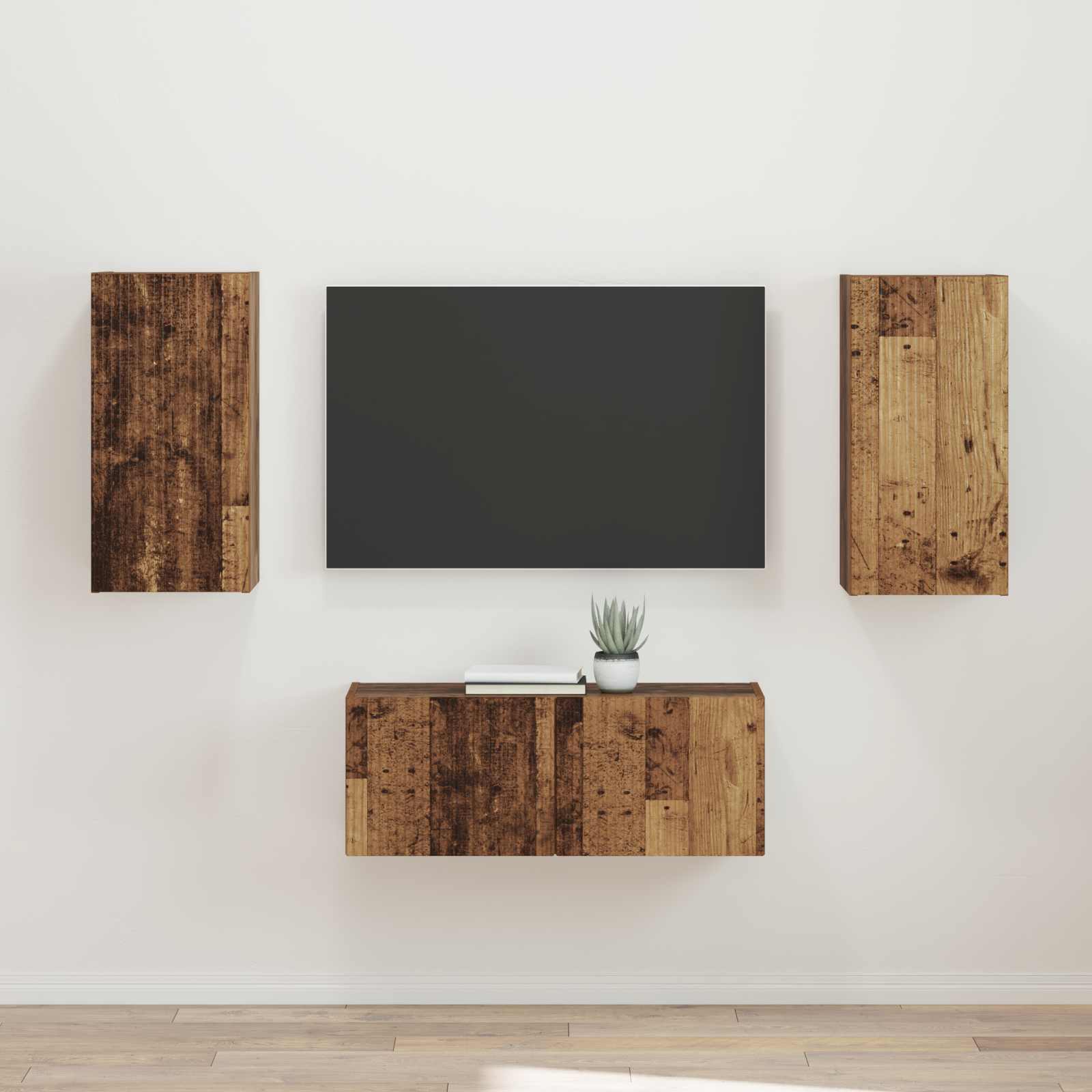 vidaXL Tv-meubelset Wandgemonteerd 2 pcs Wit Bewerkt hout