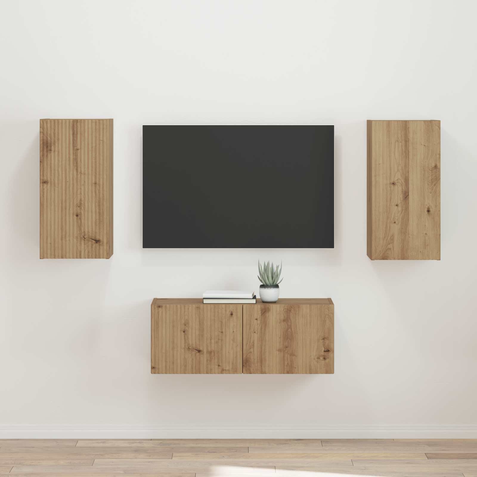 vidaXL Tv-meubelset Wandgemonteerd 2 pcs Wit Bewerkt hout